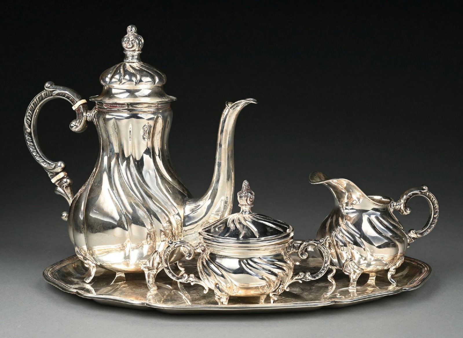 COLLECTION OF 4: VINTAGE MADE IN GERMANY ORNATE .835 SILVER COFFEE & TEA SERVICE (1 of 7)