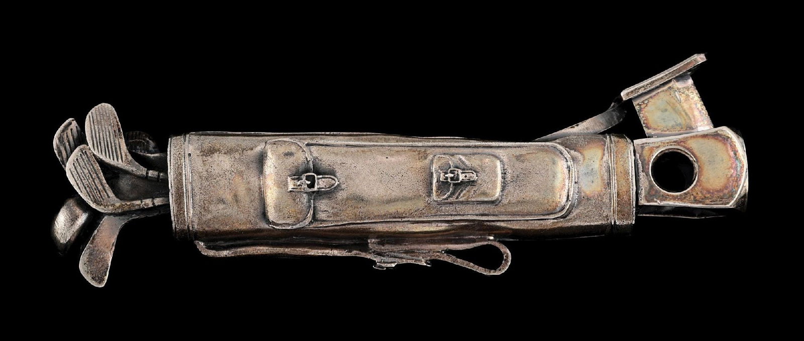 FIGURAL SILVER PLATE CIGAR CUTTER IN GOLF BAG FORM (1 of 4)