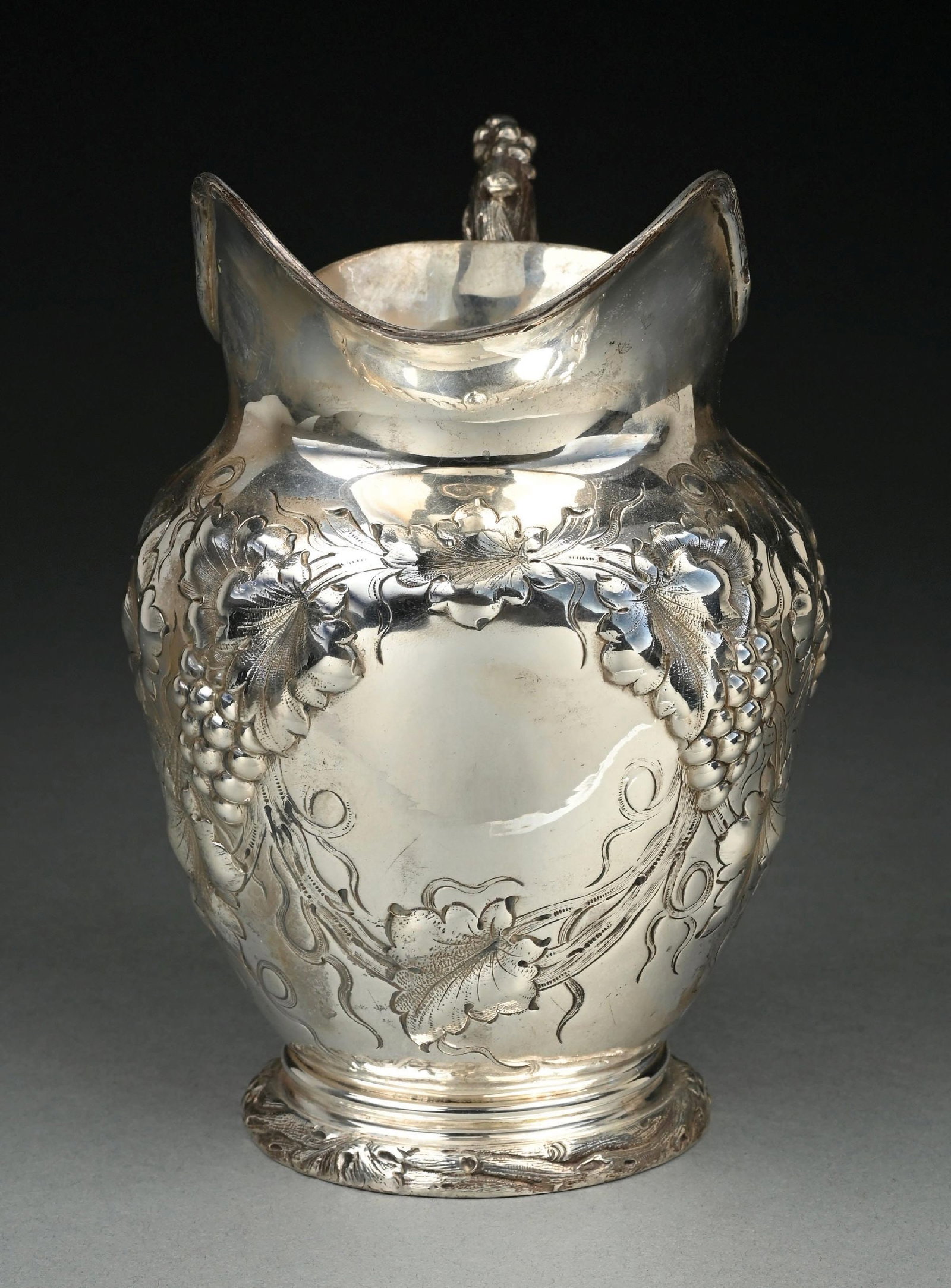 GORHAM STERLING SILVER REPOUSSE GRAPEVINE #356L PATTERN WATER PITCHER - 2