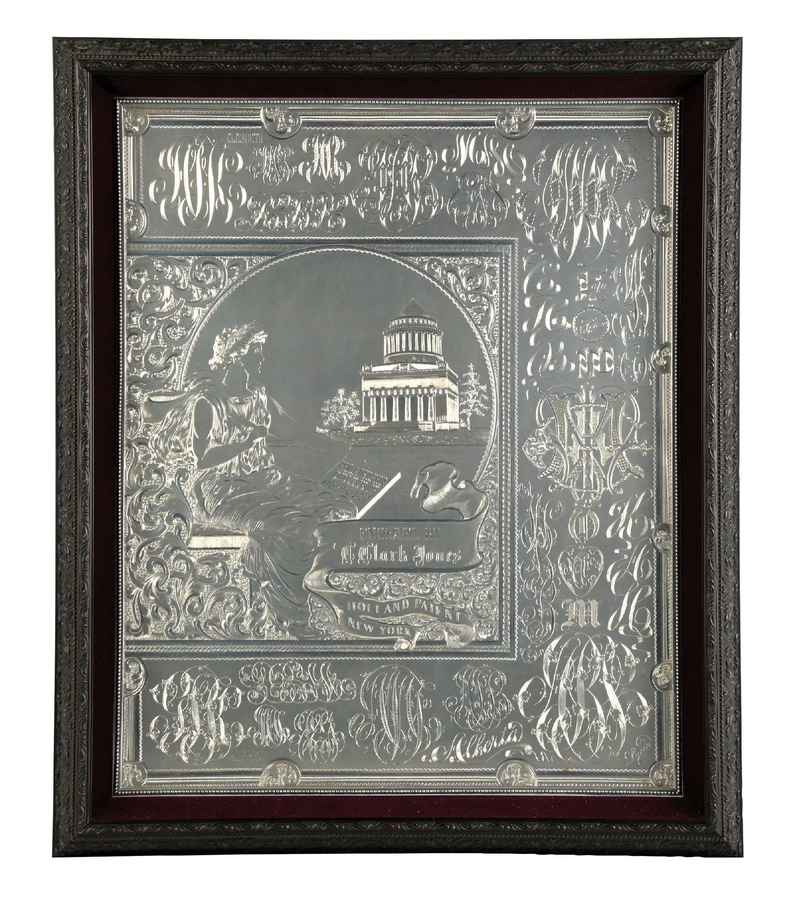 PHILADELPHIA COLLEGE OF HOROLOGY ENGRAVED FRAMED SILVER PIECE BY C. CLARK JONES (1 of 4)
