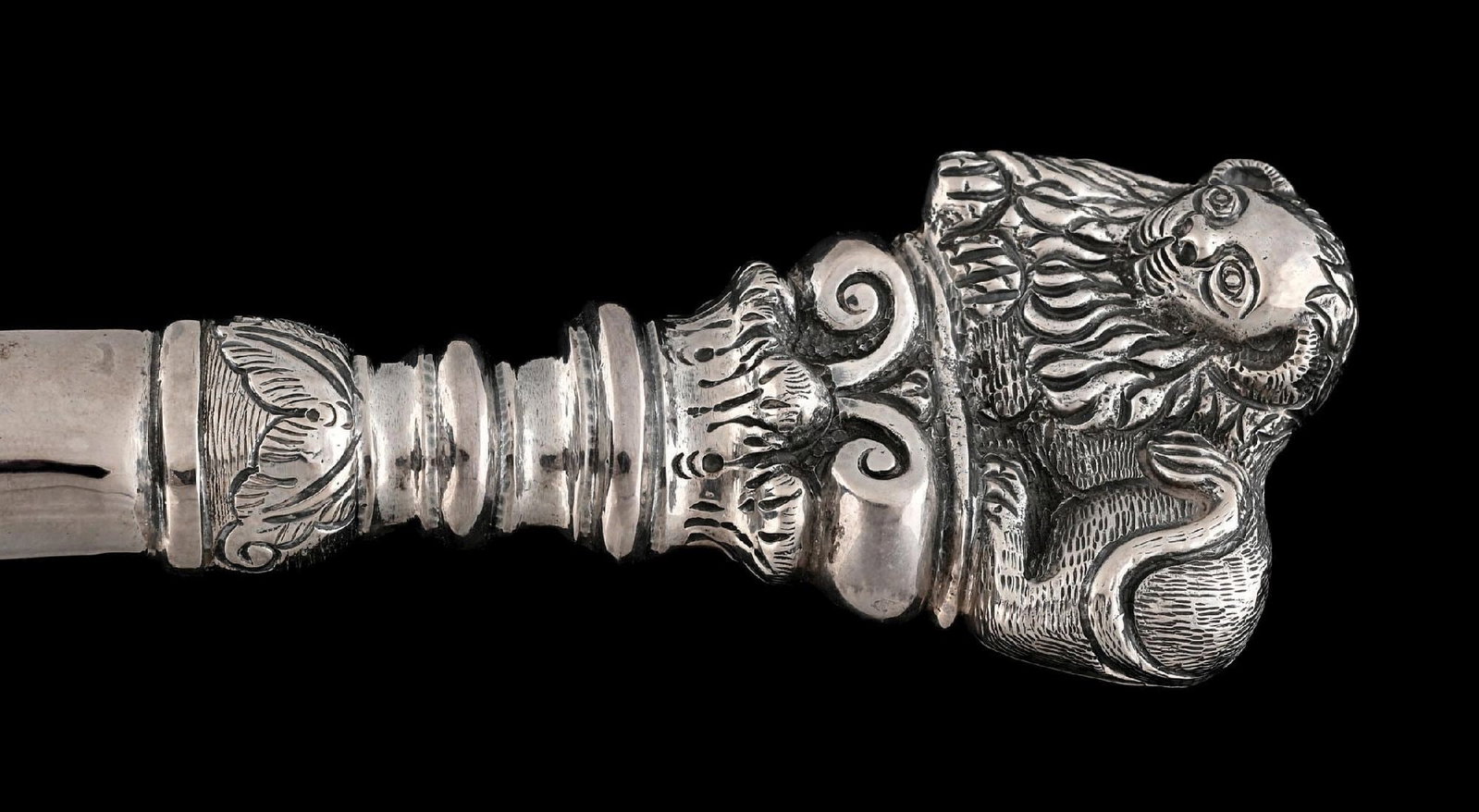 A LARGE CONTINENTAL STERLING SERVING SPOON - 4