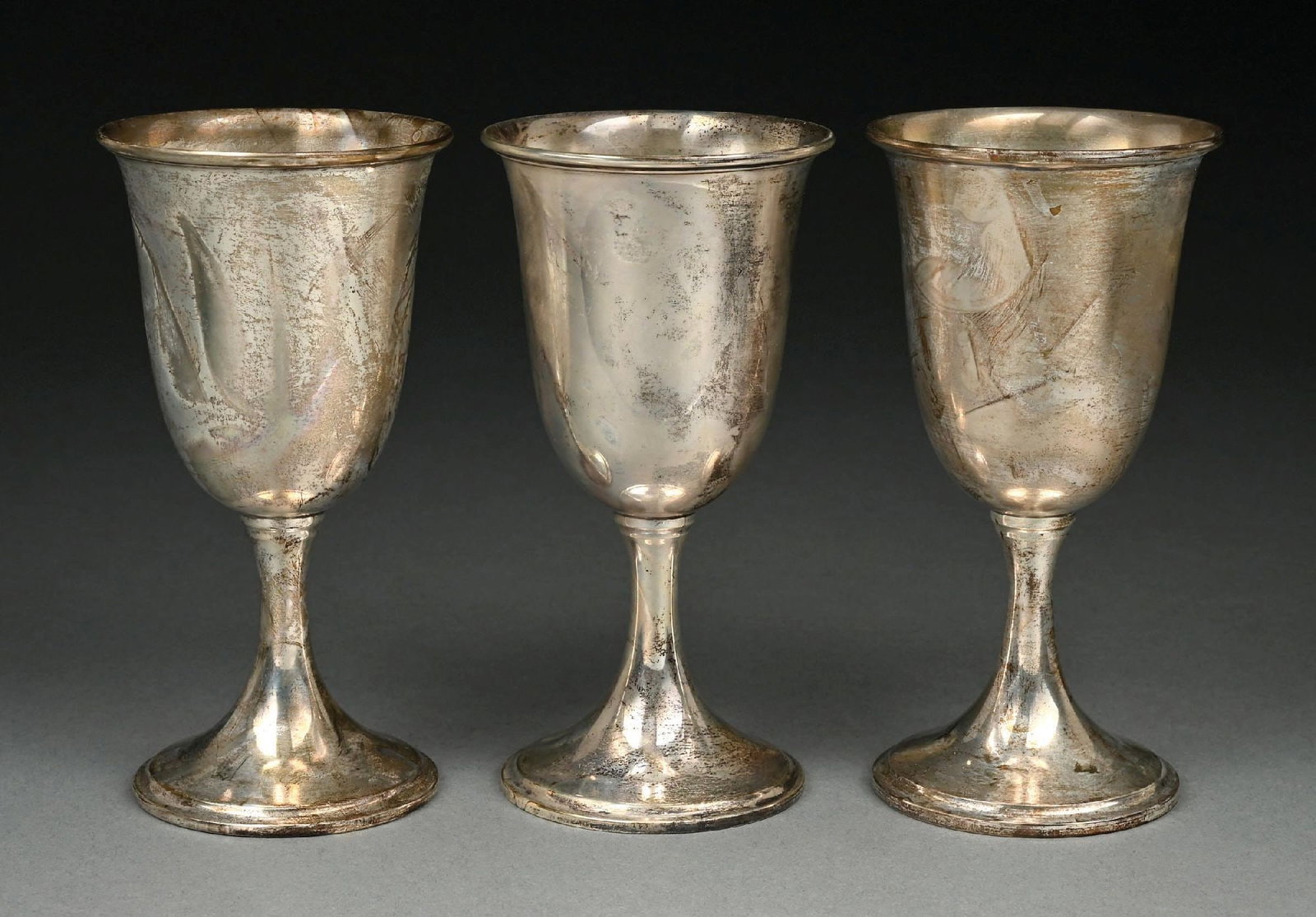 COLLECTION OF 3: S. KIRK & SON STERLING SILVER #72 WINE GOBLETS (1 of 7)