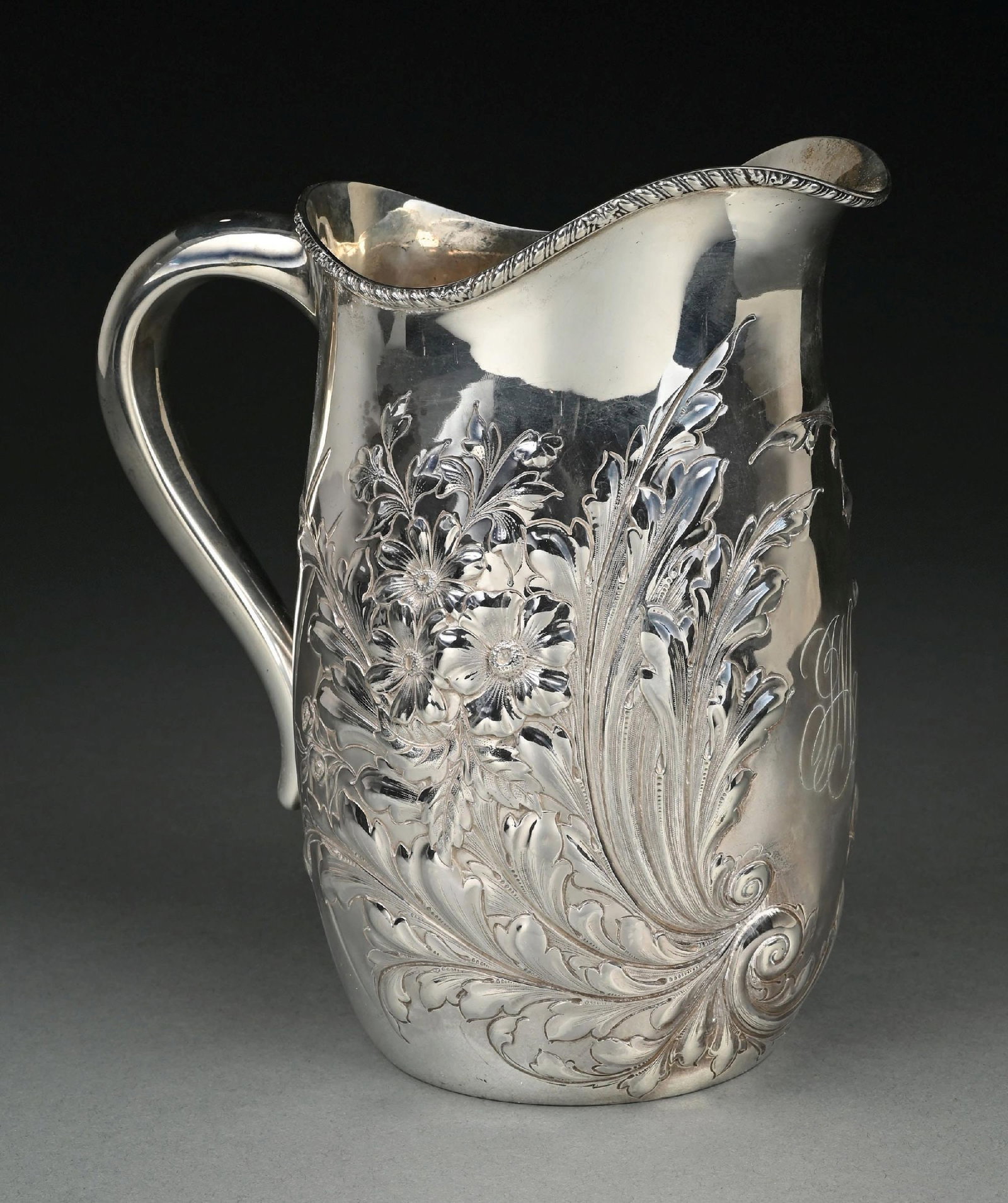 GORHAM REPOUSSE FLORAL STERLING SILVER WATER PITCHER #1680 (1 of 5)