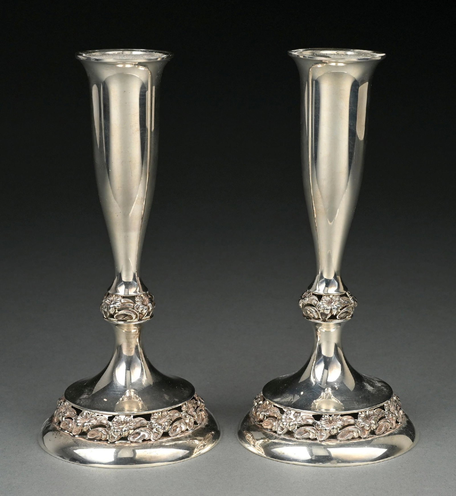 PAIR OF VINTAGE STERLING CANDLESTICKS #1114 (1 of 6)