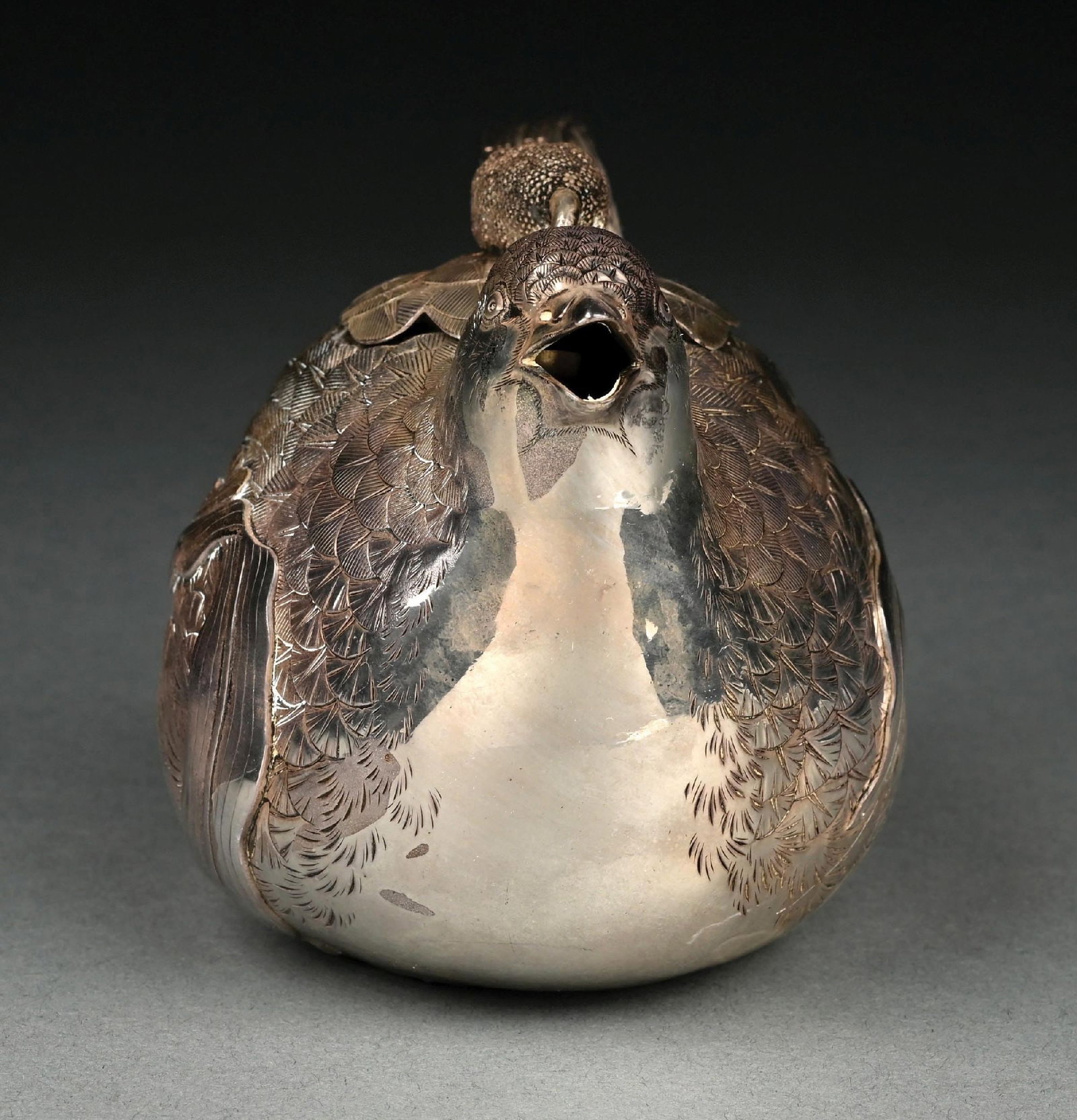A CHINESE SILVER TEAPOT - 2