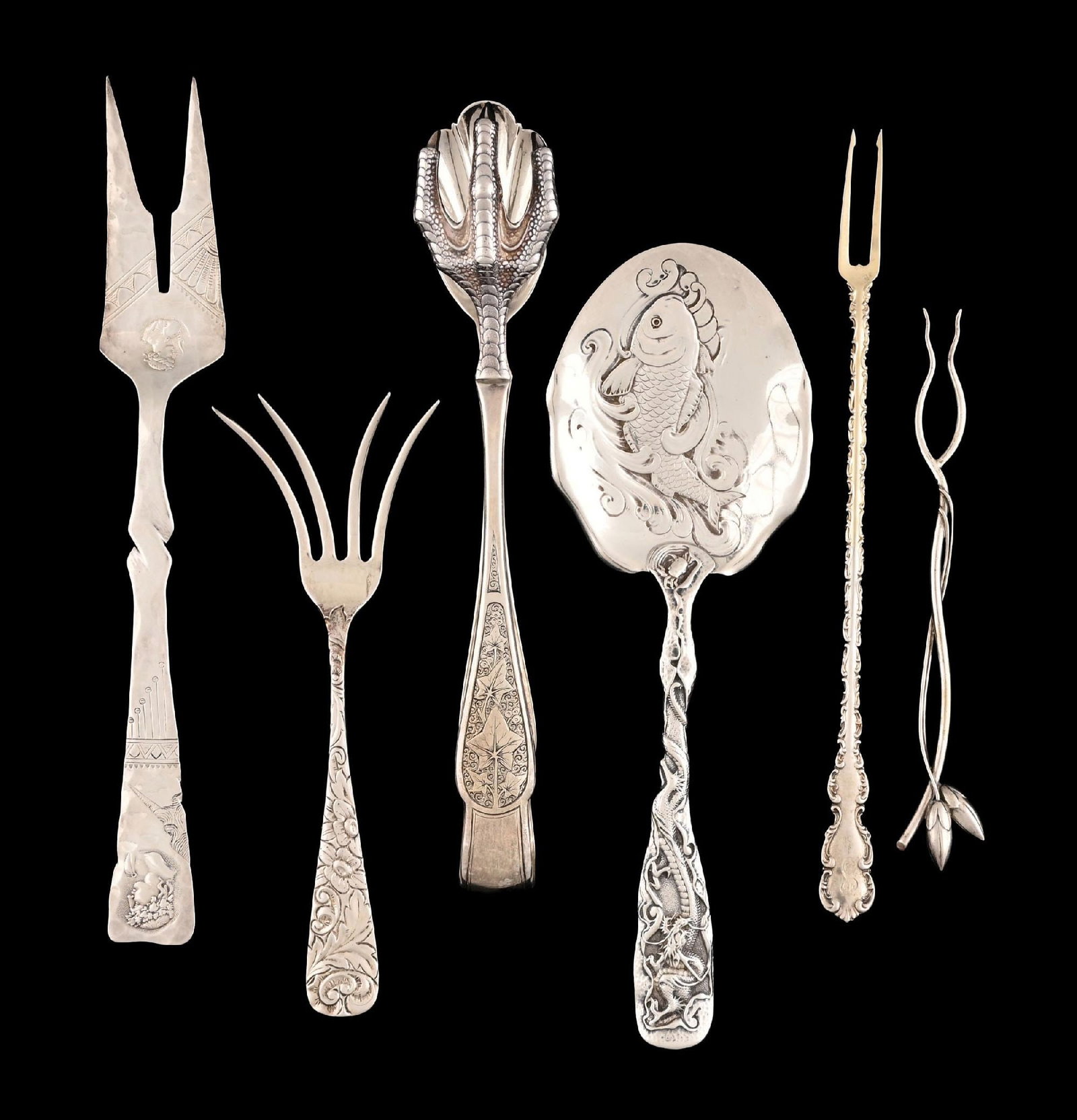 COLLECTION OF 6: ANTIQUE STERLING SILVER SERVING PIECES (1 of 5)