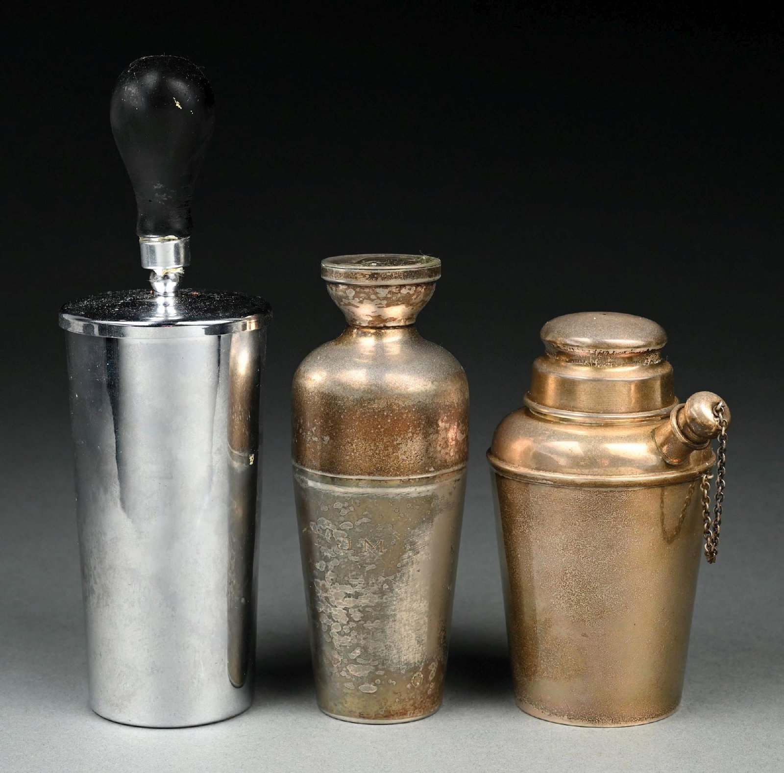 COLLECTION OF 3: ART DECO SILVER & SILVER PLATED COCKTAIL SHAKERS (1 of 4)