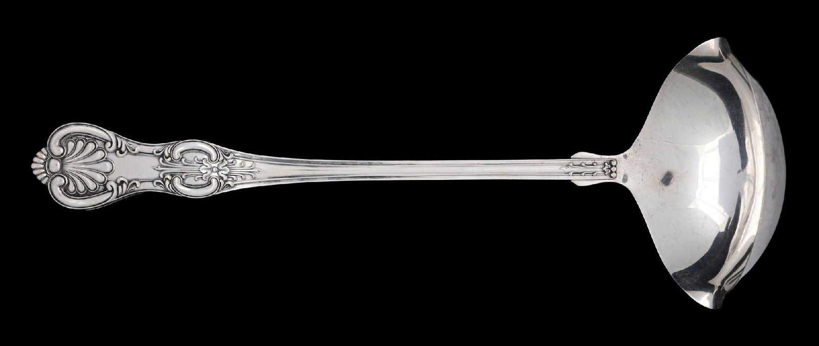 ANTIQUE STERLING ORNATE HANDLE PUNCH LADLE: Gross weight: 6.2 ozt Condition: (Very Good - Excellent). Dimensions: