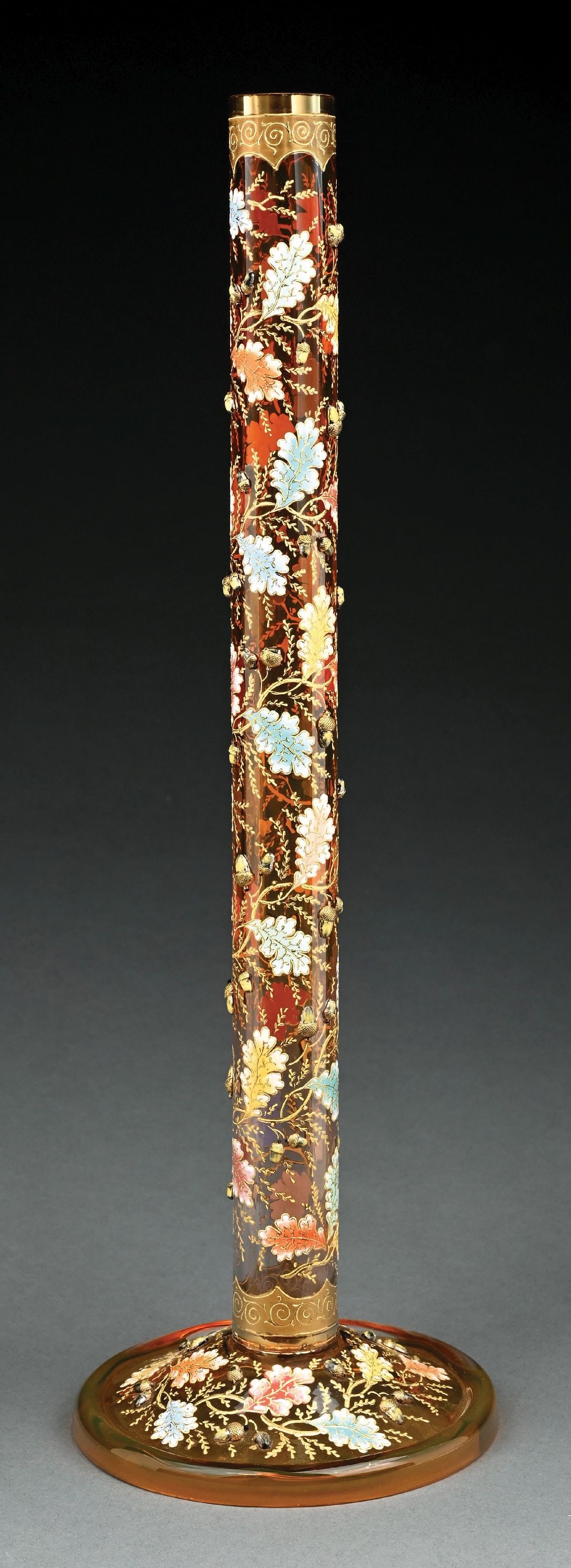 MOSER GLASS & ENAMEL VASE W/ ACORNS (1 of 5)