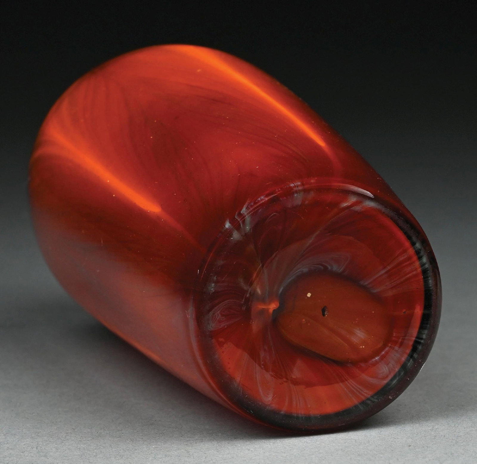 ORANGE PULLED FEATEHR LOETZ VASE - 5