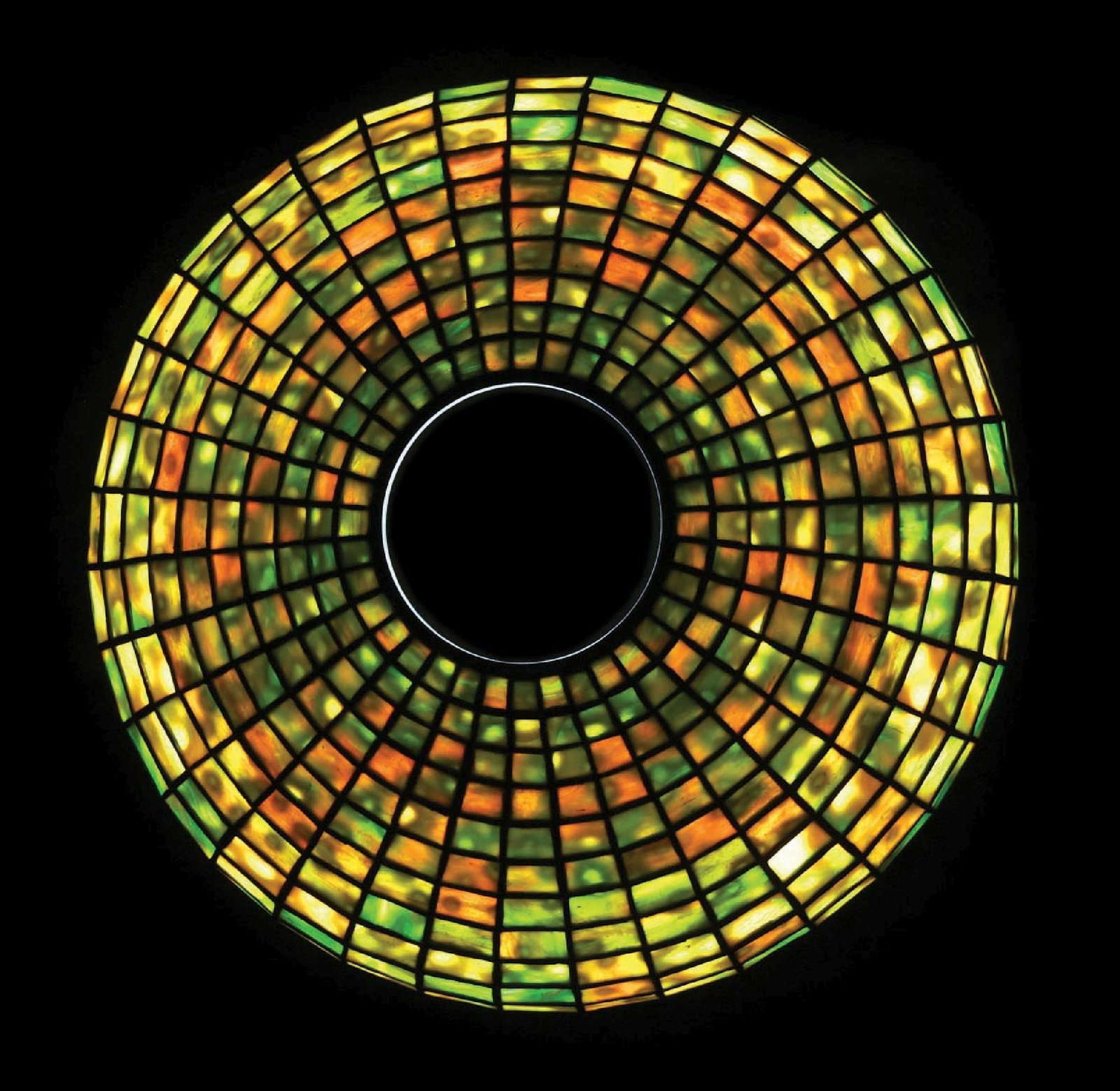 TIFFANY STUDIOS DICHROIC GREEK KEY LEADED GLASS TABLE LAMP - 13