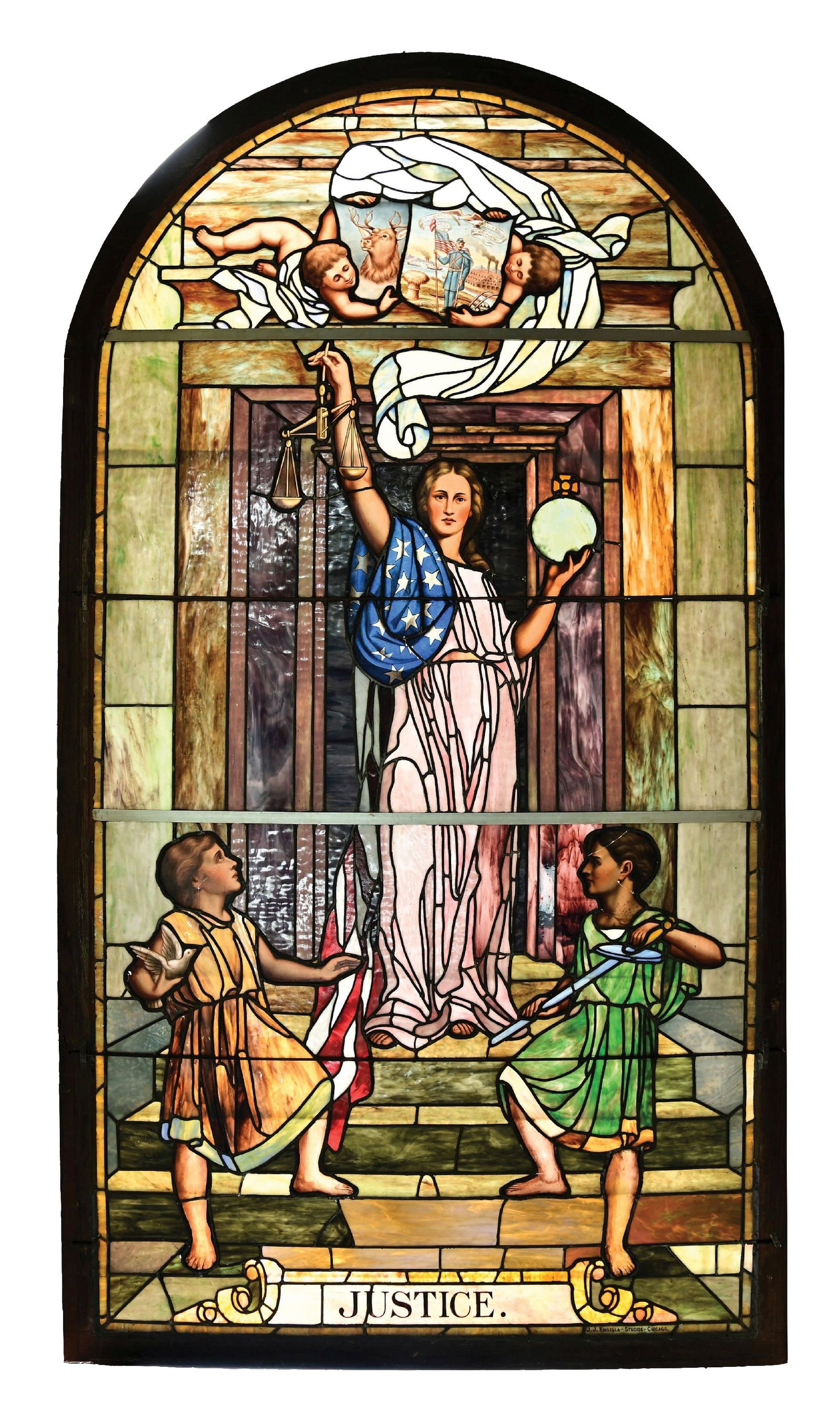 MONUMENTAL STAINED GLASS WINDOW BY JOHN J. KINSELLA, CHICAGO (1 of 8)