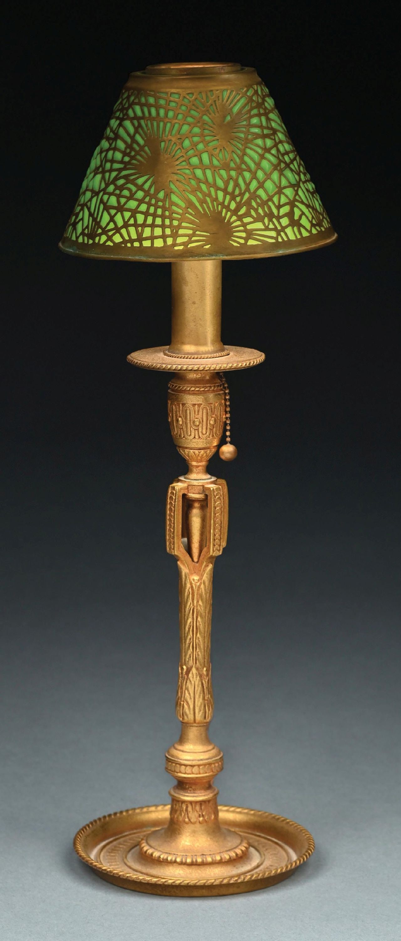 TIFFANY STUDIOS PINE NEEDLE CANDLESTICK LAMP (1 of 9)
