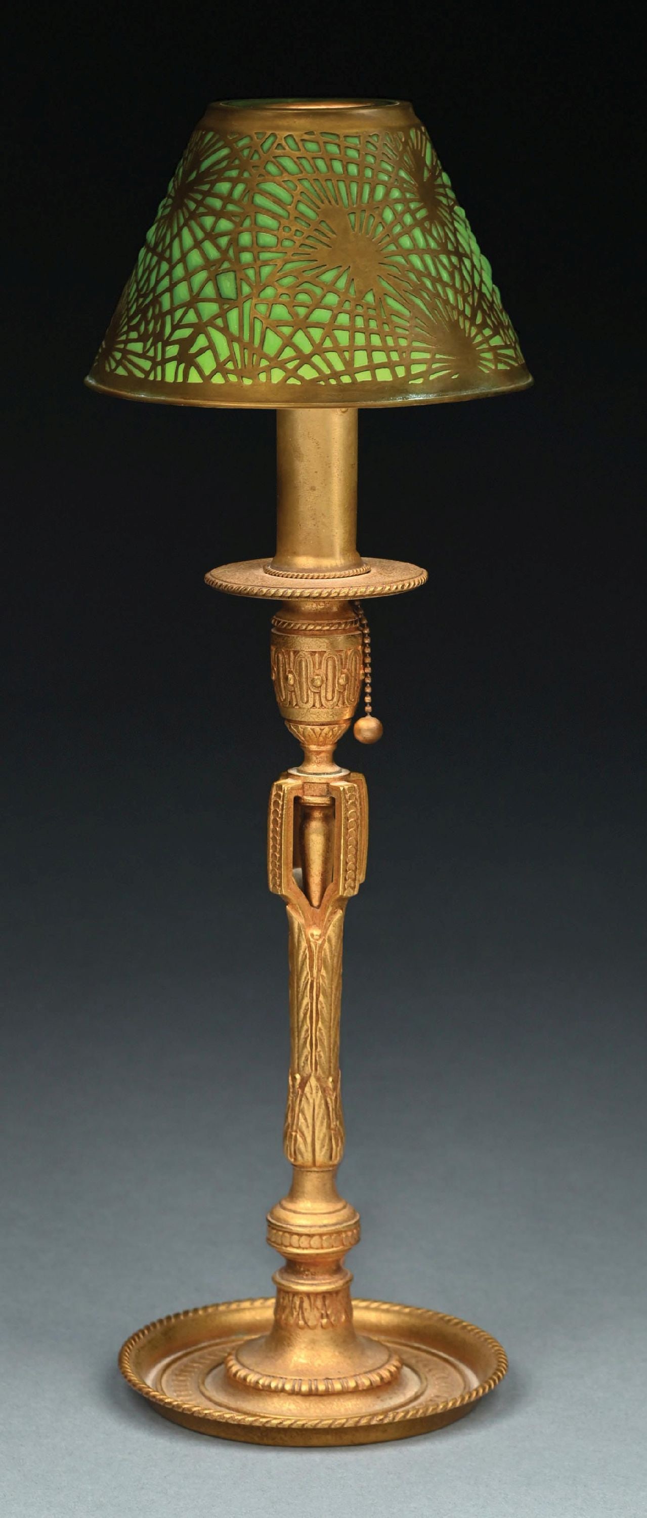 TIFFANY STUDIOS PINE NEEDLE CANDLESTICK LAMP - 2