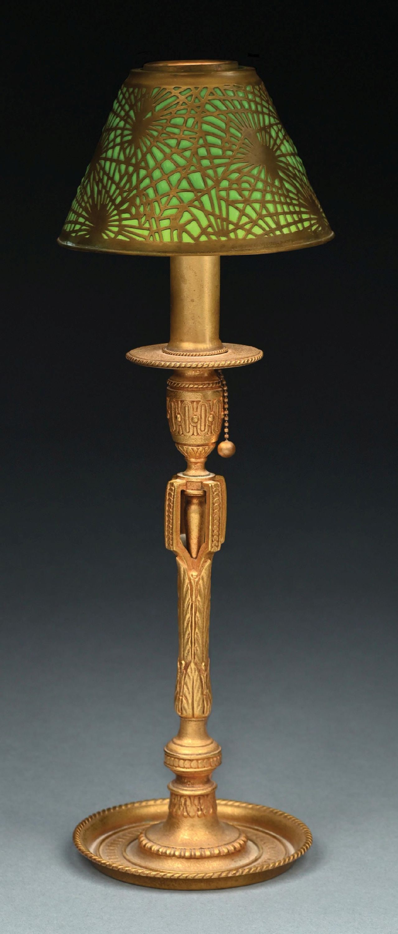 TIFFANY STUDIOS PINE NEEDLE CANDLESTICK LAMP - 3
