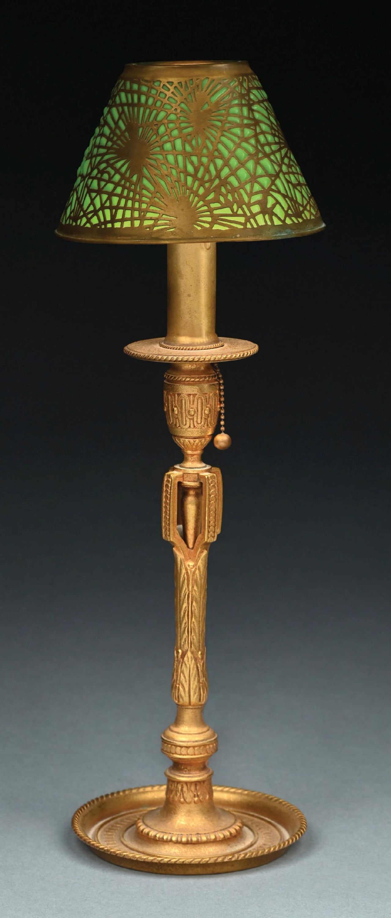 TIFFANY STUDIOS PINE NEEDLE CANDLESTICK LAMP - 4