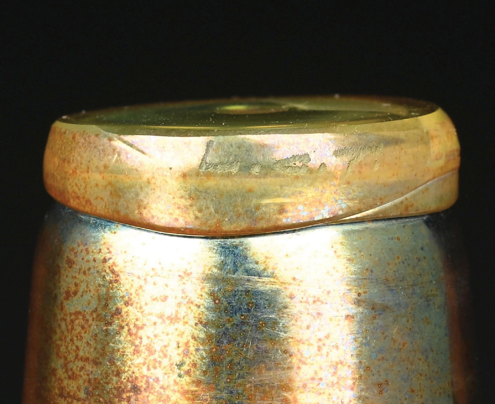TIFFANY STUDIOS FAVRILE GLASS VASE WITH BRONZE VASE - 7