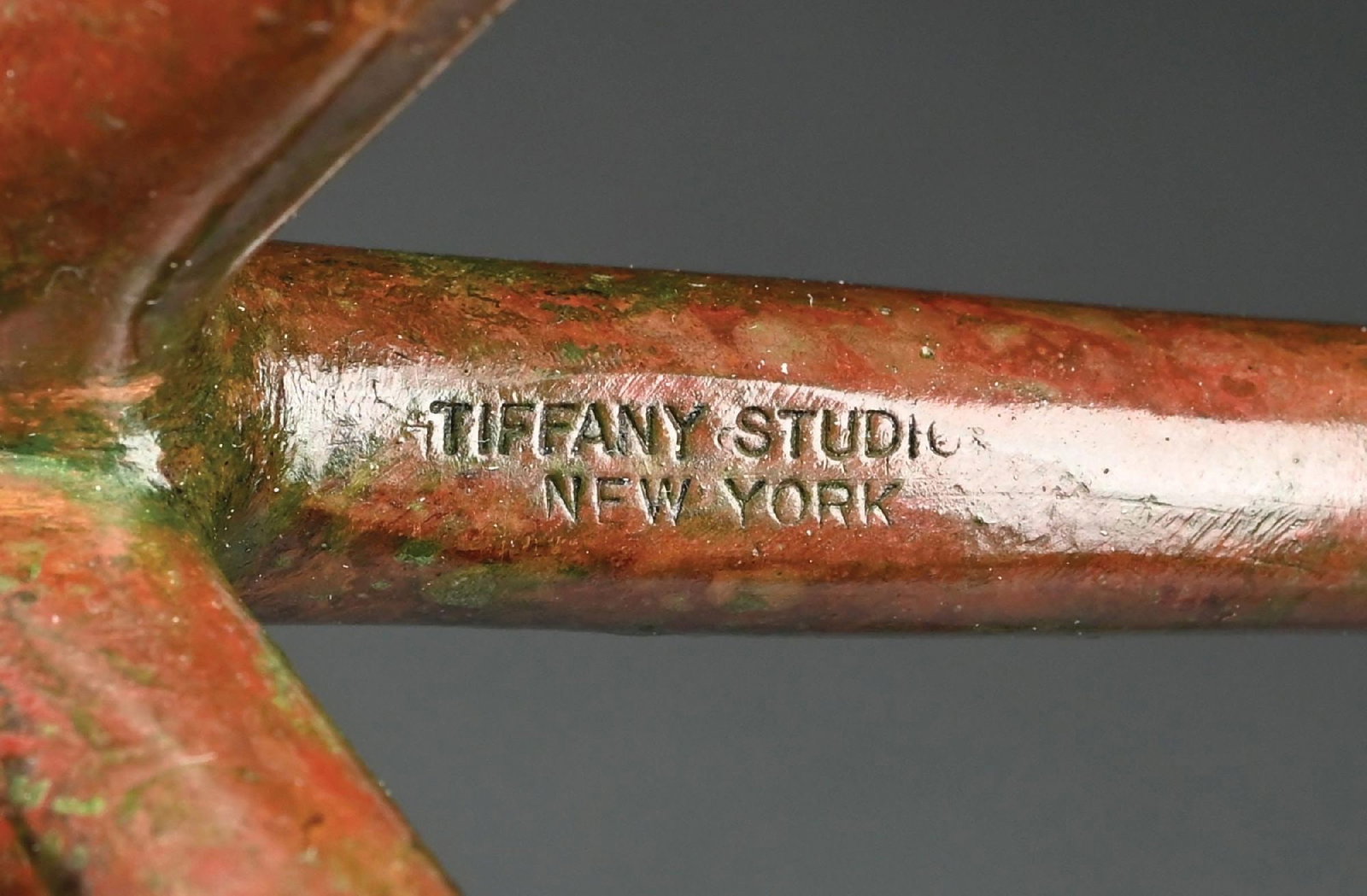 PAIR OF TIFFANY STUDIOS ROOT FORM BRONZE CANDLESTICKS - 5