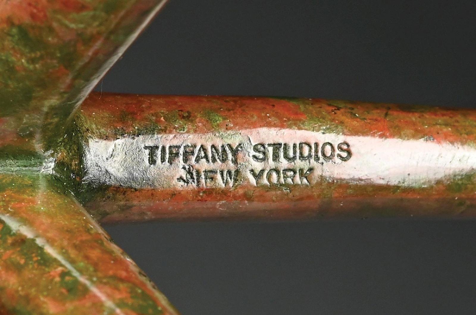 PAIR OF TIFFANY STUDIOS ROOT FORM BRONZE CANDLESTICKS - 6