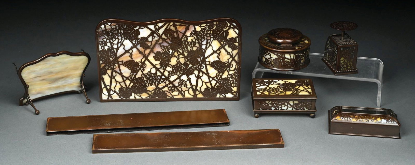 COLLECTION OF 8: TIFFANY STUDIOS GRAPEVINE DESK SET - 2