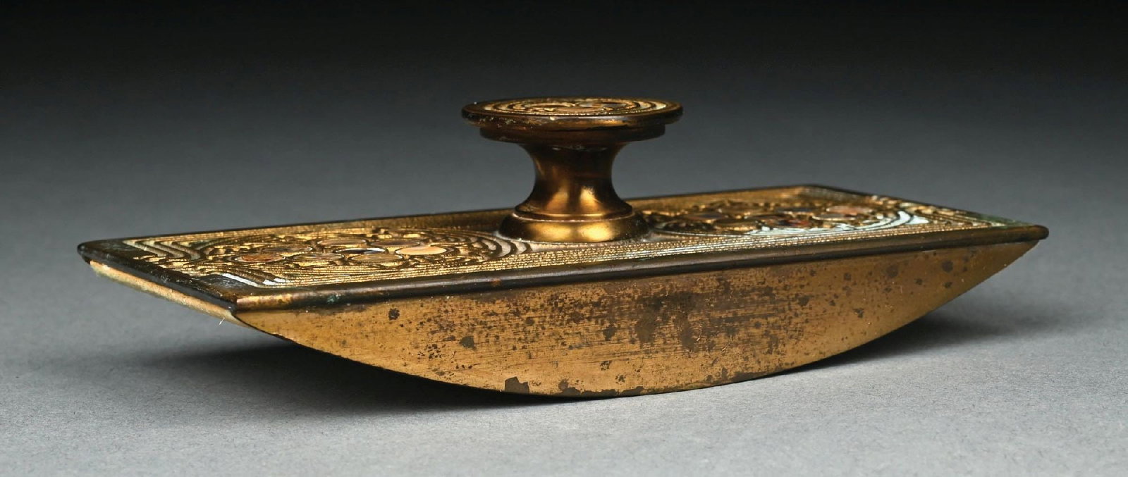 TIFFANY STUDIOS BRONZE & MOTHER-OF-PEARL ROCKER BLOTTER (1 of 5)