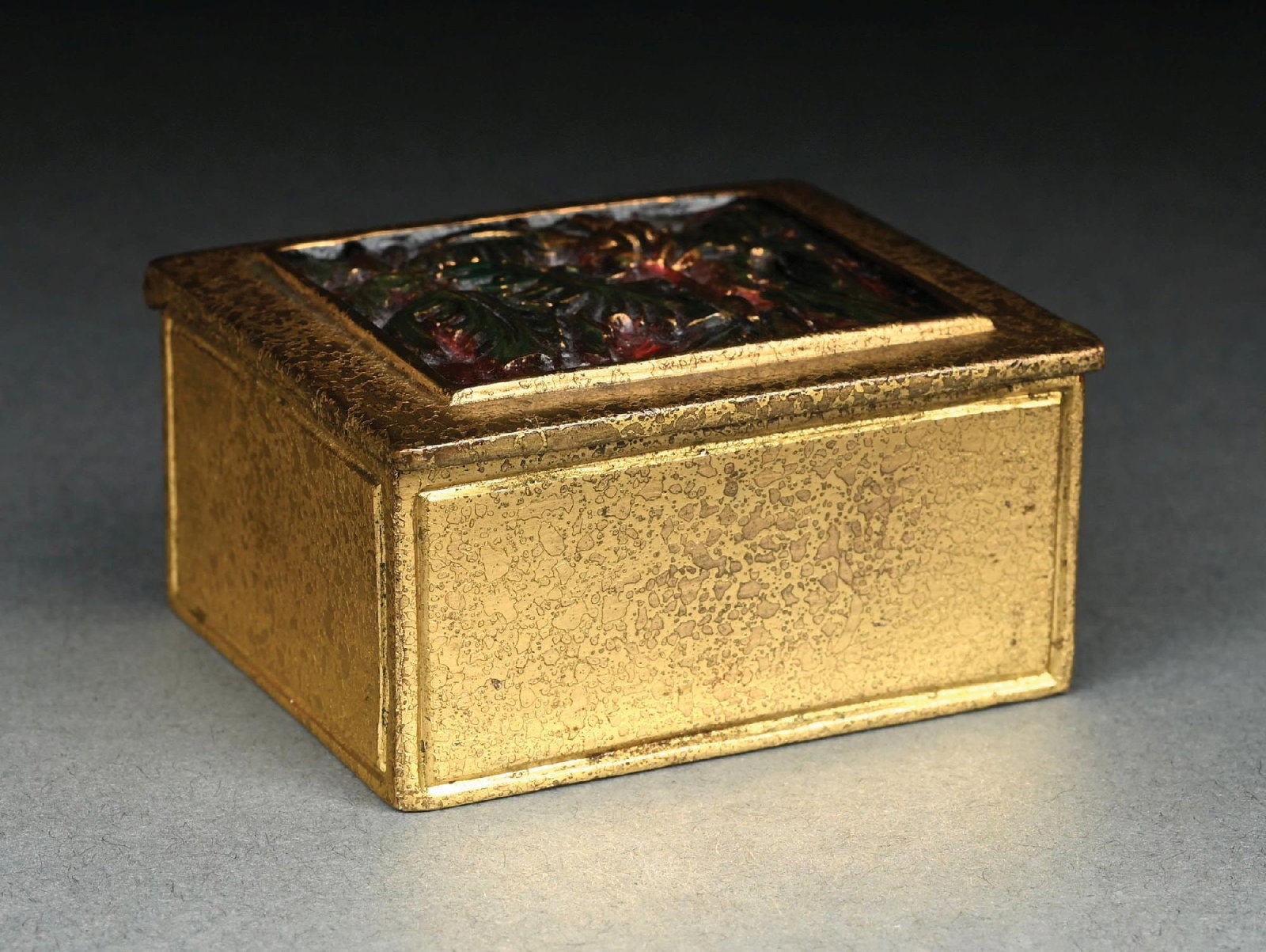 TIFFANY STUDIOS BRONZE STAMP BOX W/ BOOKMARK PATTERN (1 of 6)