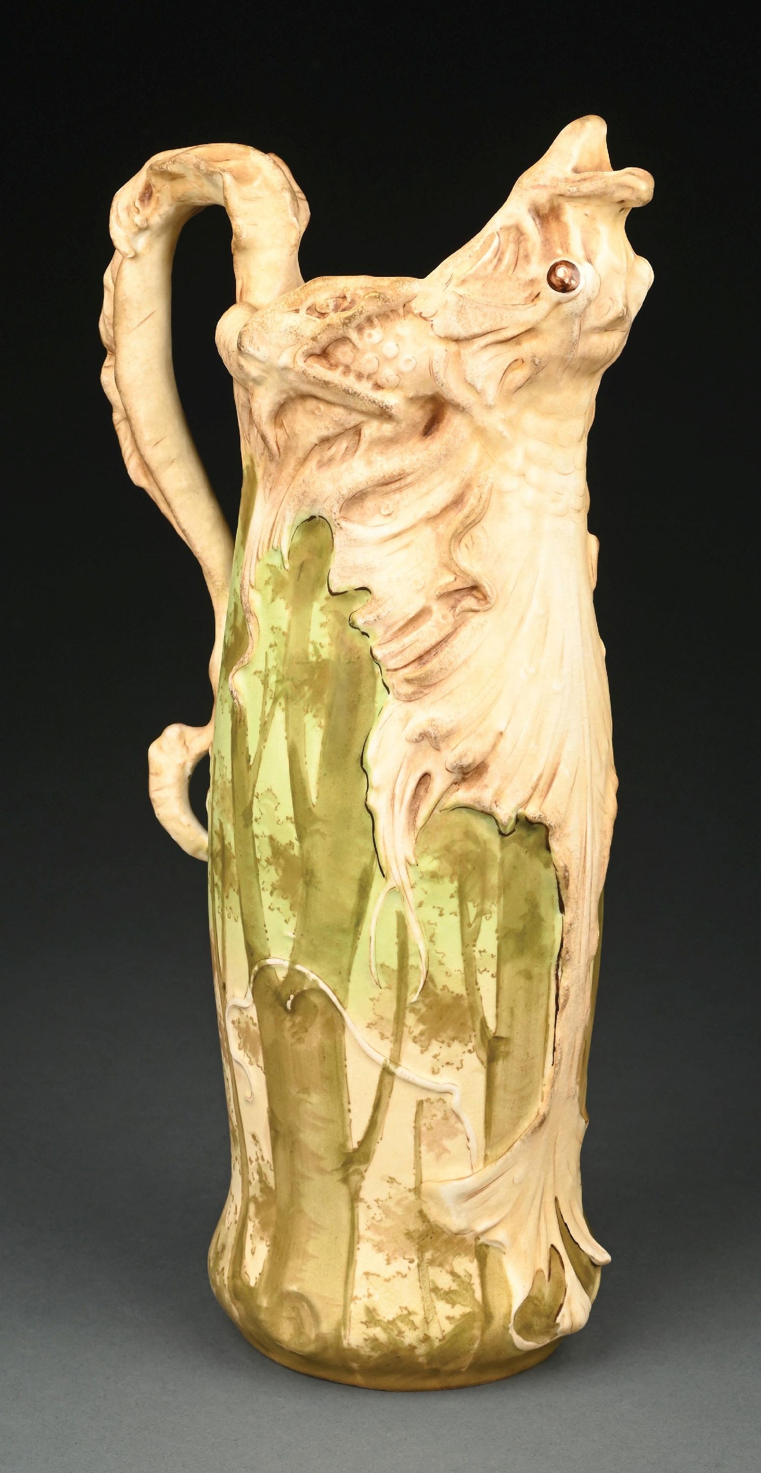RARE AMPHORA DOUBLE-HEADED DRAGON WATER SERPENT FIGHTING A MYTHOLOGICAL PREHISTORIC FISH (1 of 8)