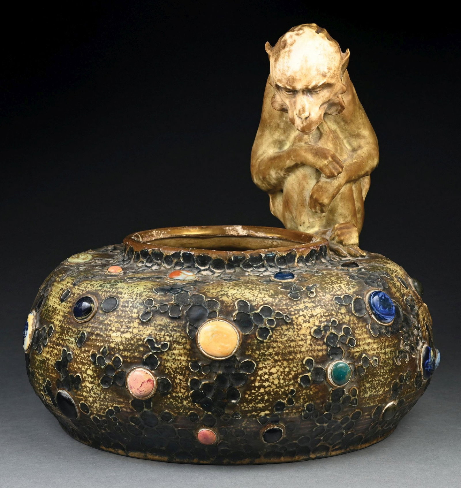 LARGE AMPHORA GRES BIJOU MONKEY VASE (1 of 7)