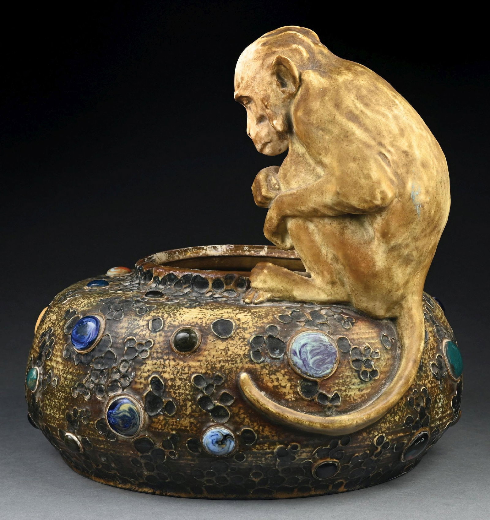LARGE AMPHORA GRES BIJOU MONKEY VASE - 2
