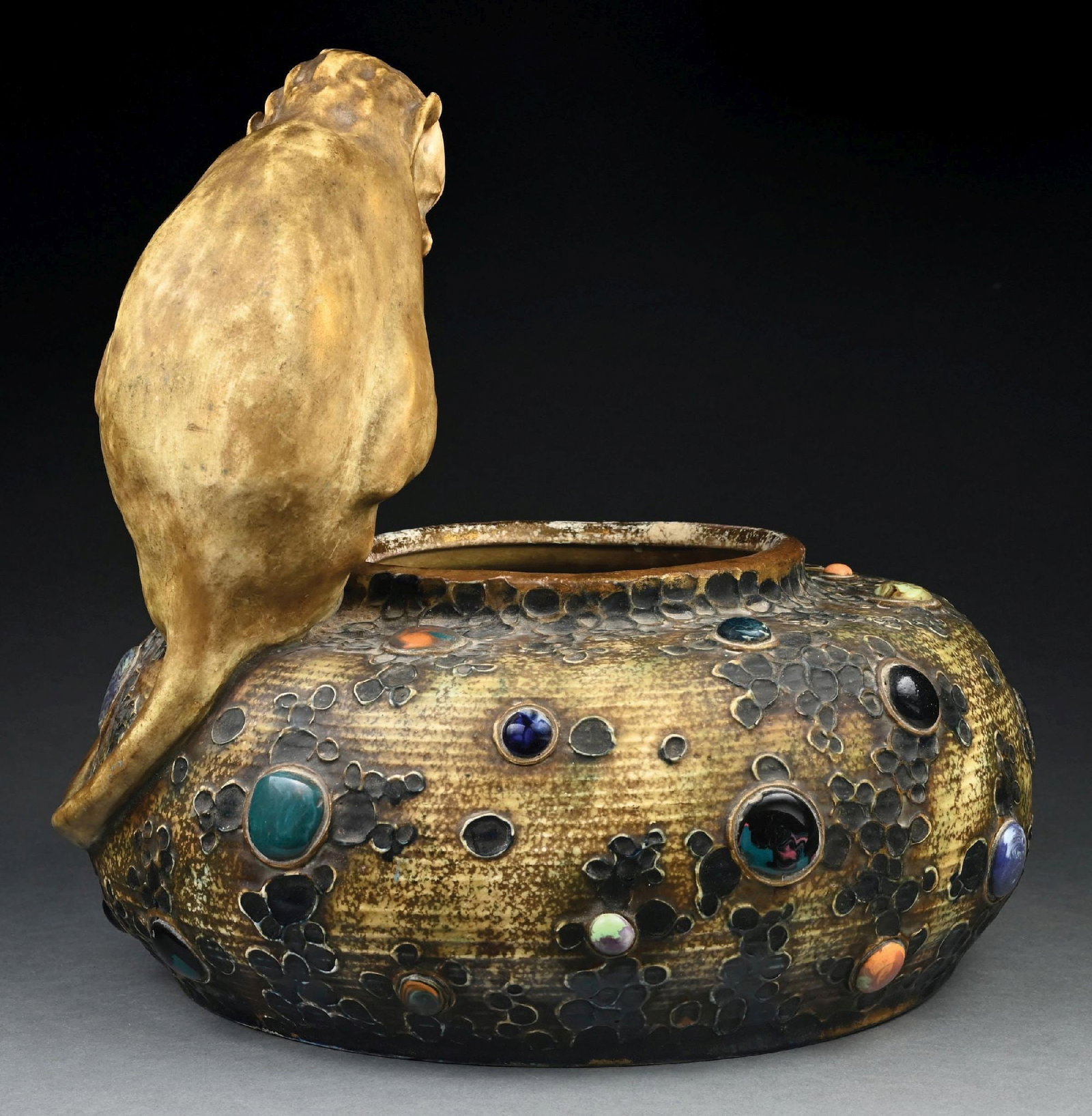 LARGE AMPHORA GRES BIJOU MONKEY VASE - 3