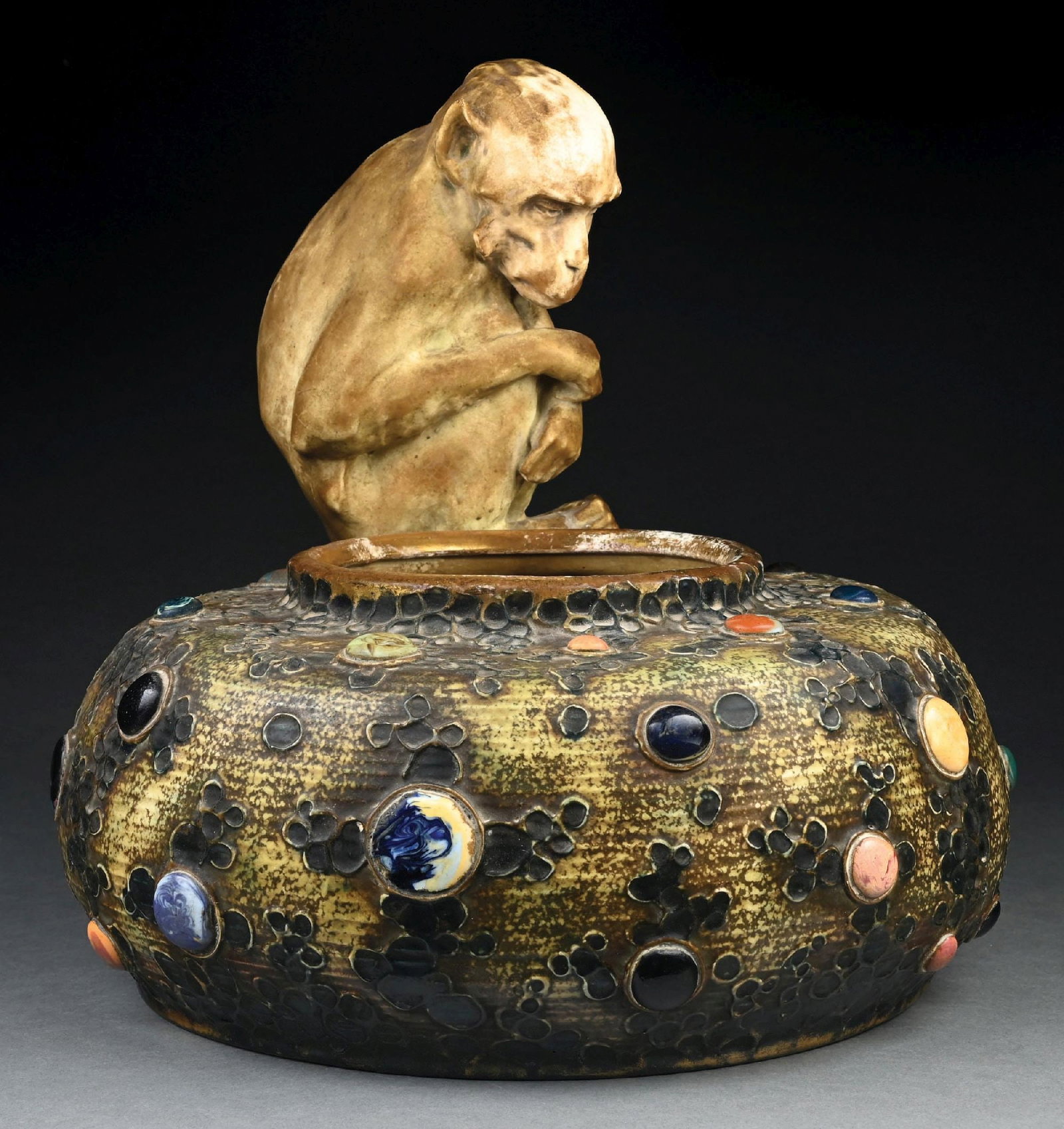 LARGE AMPHORA GRES BIJOU MONKEY VASE - 4