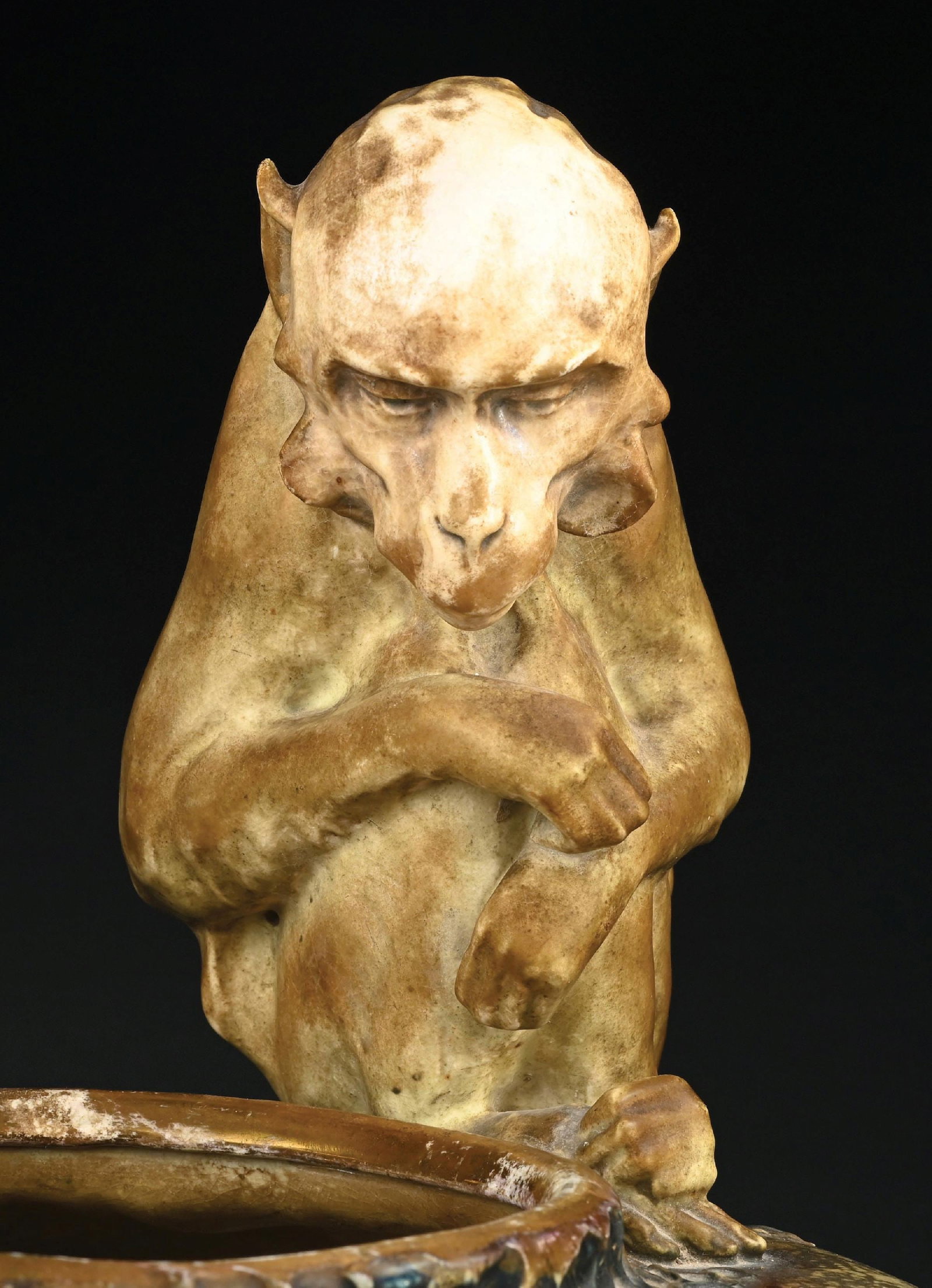 LARGE AMPHORA GRES BIJOU MONKEY VASE - 5