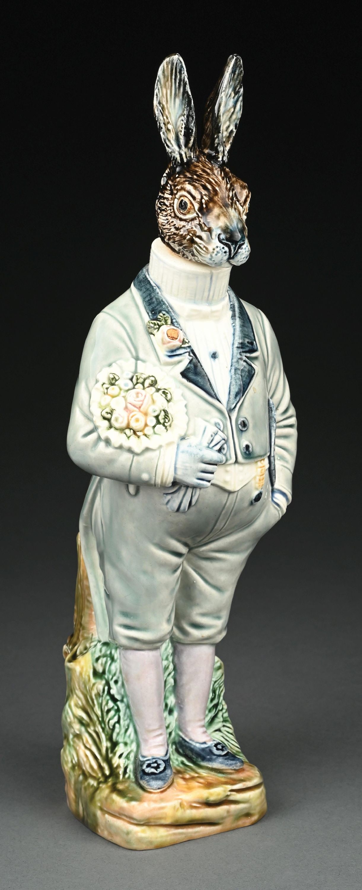 RARE B&L MAJOLICA GROOM HARE DECANTER (1 of 5)