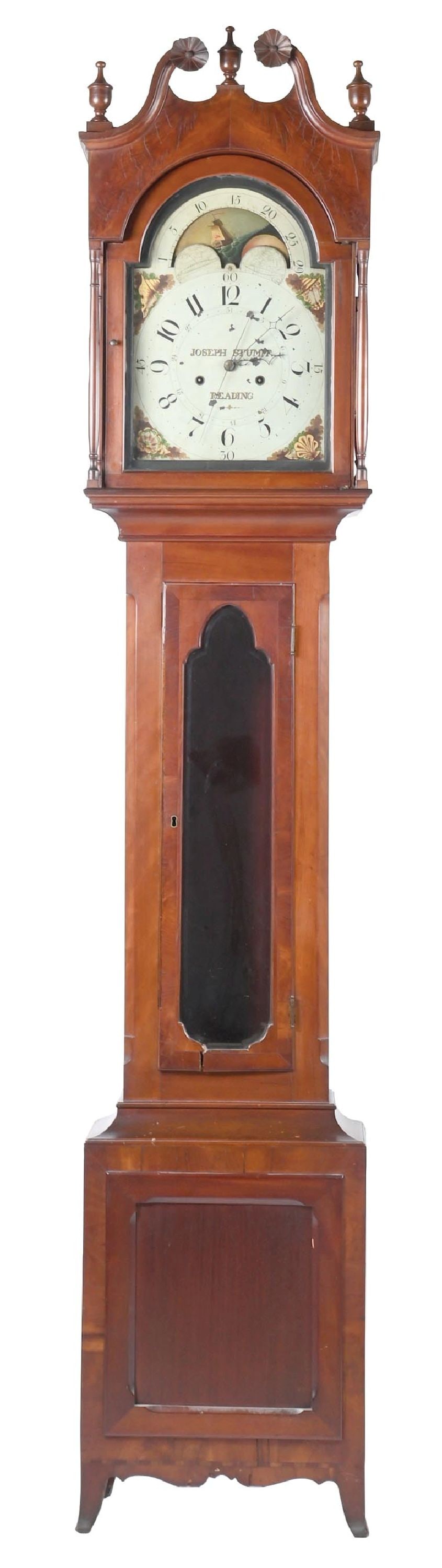 TALL CASE GRANDFATHERS CLOCK JOSEPH STUMPF READING PA EIGHT DAY (1 of 9)