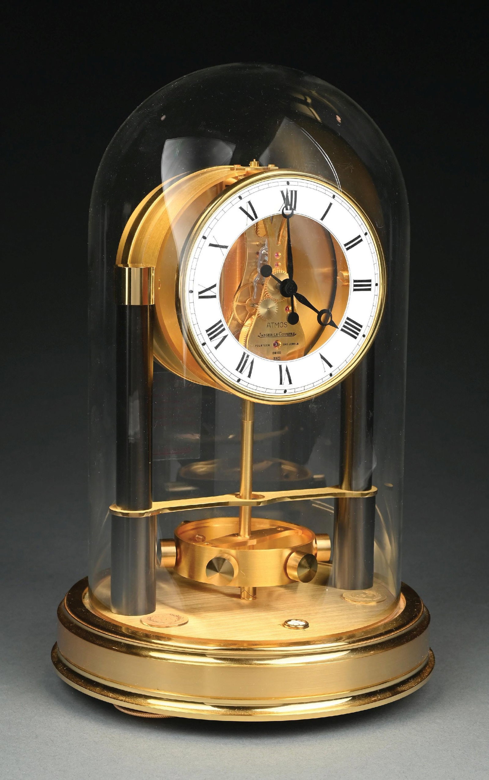 JAEGER-LECOULTRE ATMOS GILT BRASS "150TH ANNIVERSARY EDITION" CLOCK W/BOX (1 of 6)