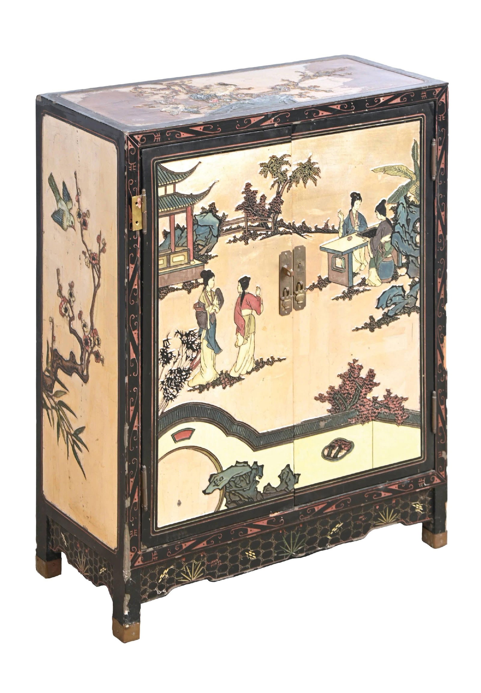ASIAN VILLAGE SCENIC END CABINET (1 of 6)