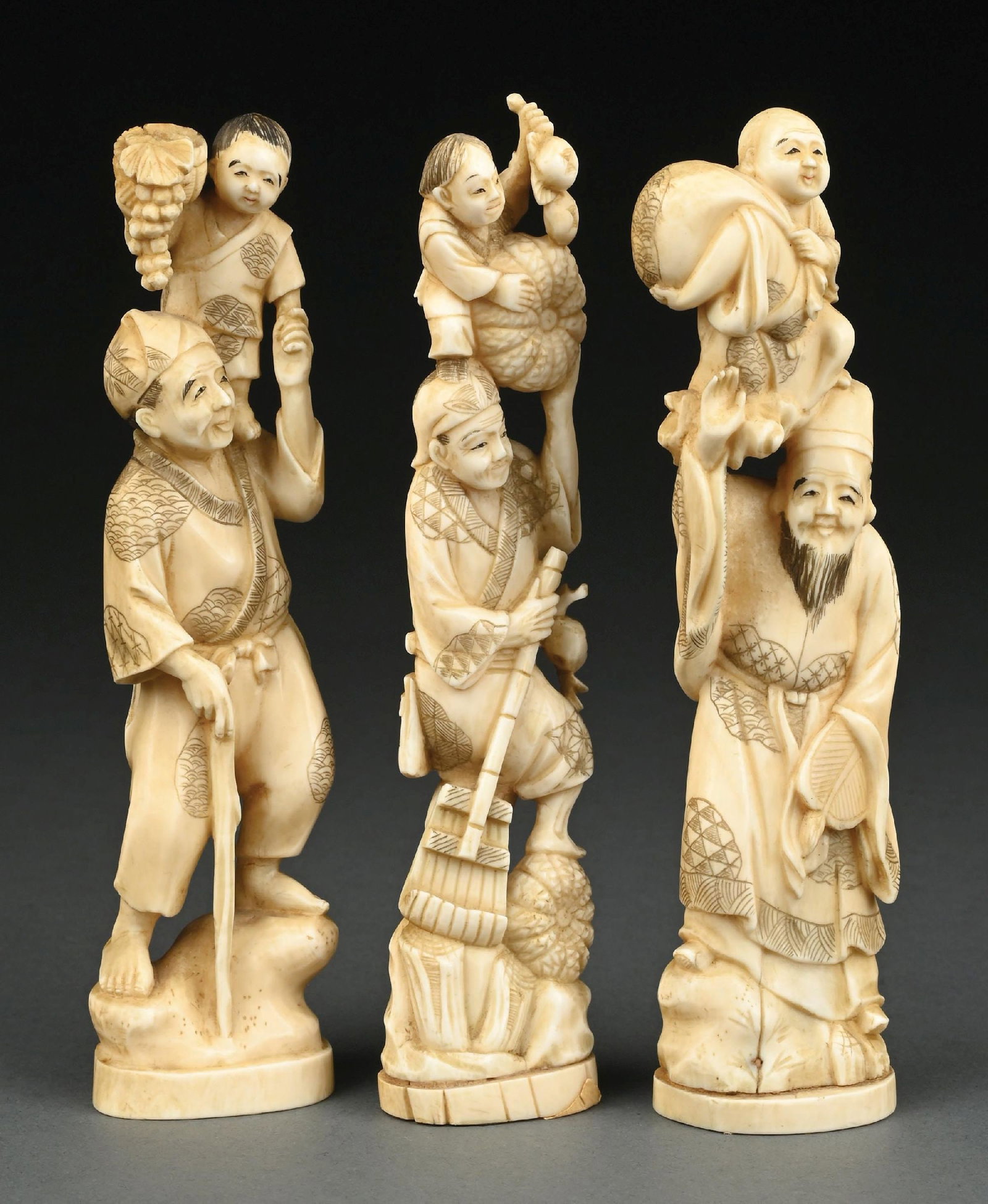 COLLECTION OF 3: JAPANESE CARVED OKIMONO FIGURES (1 of 5)