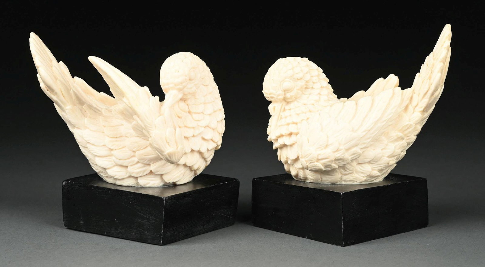 PAIR OF CARVED BONE DOVES (1 of 4)