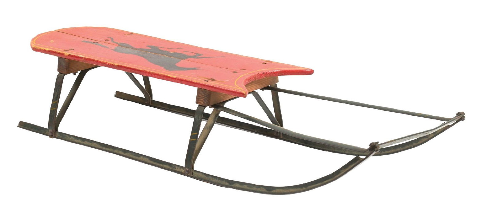 VINTAGE HAND-PAINTED WOODEN SLED WITH HORSE (1 of 4)