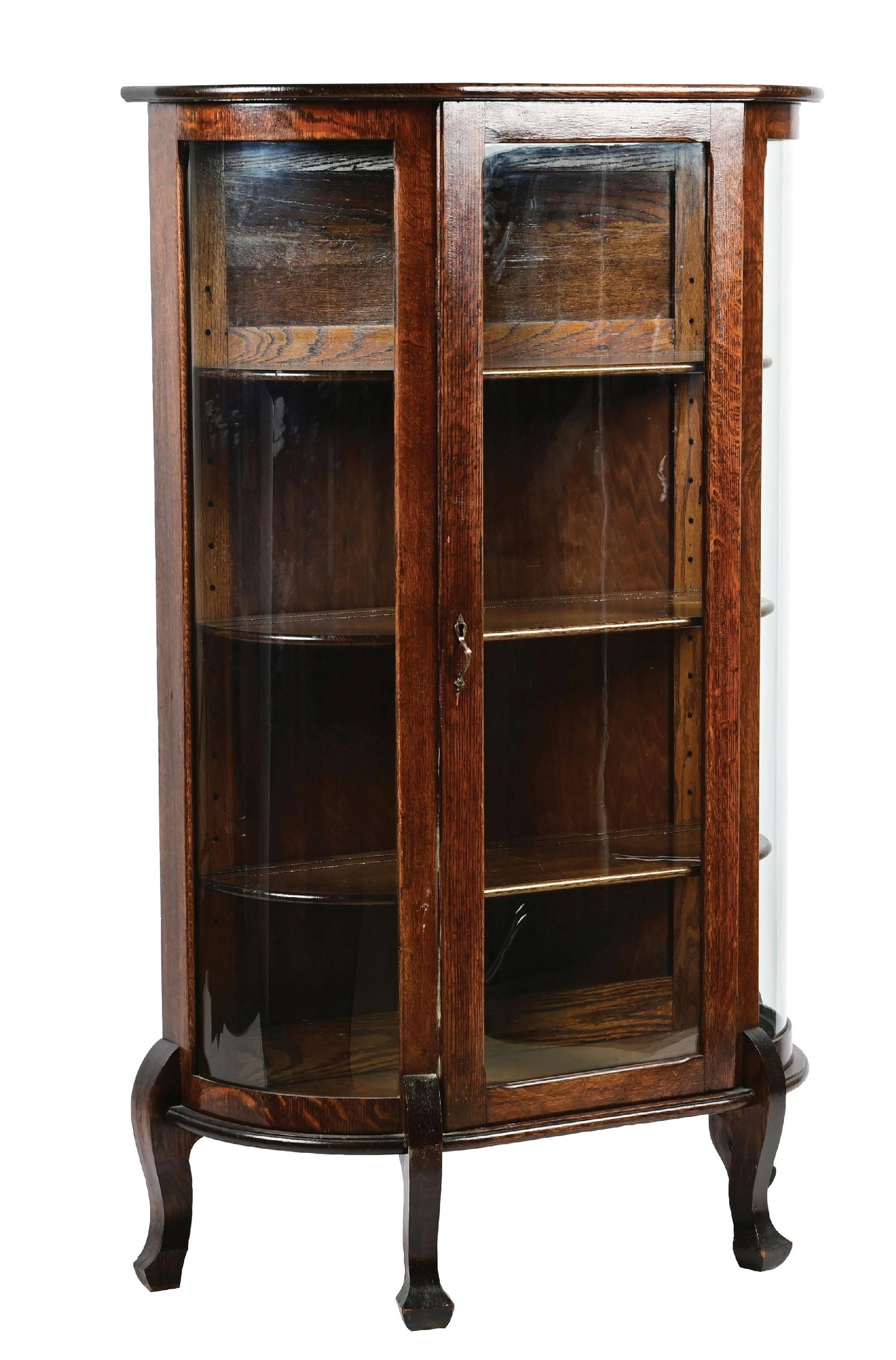 ANTIQUE OAK WITH GLASS DOORS CURIO CABINET (1 of 7)