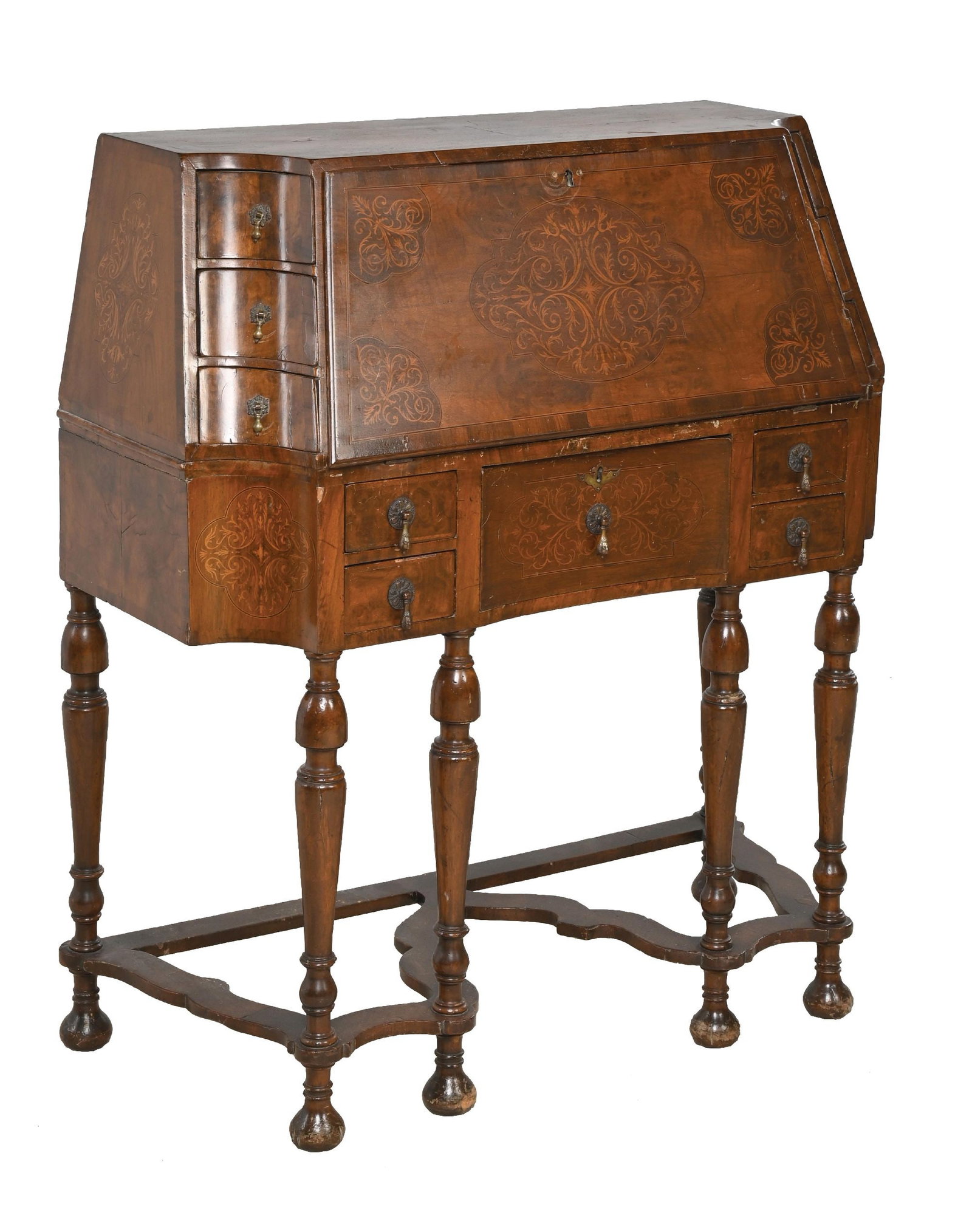 WALNUT INLAID SECRETARY DESK (1 of 7)