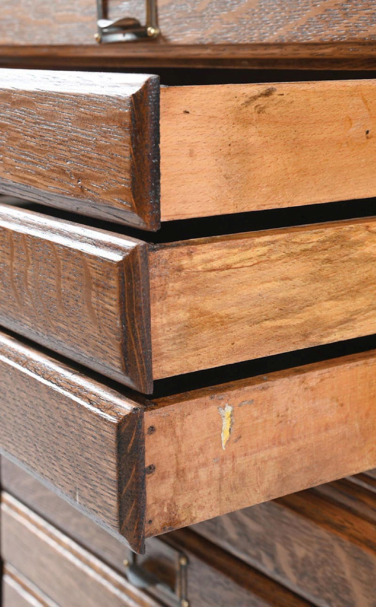 QUARTER SAWN OAK STACKING BOOKCASE WITH FILE DRAWER SECTION - 5