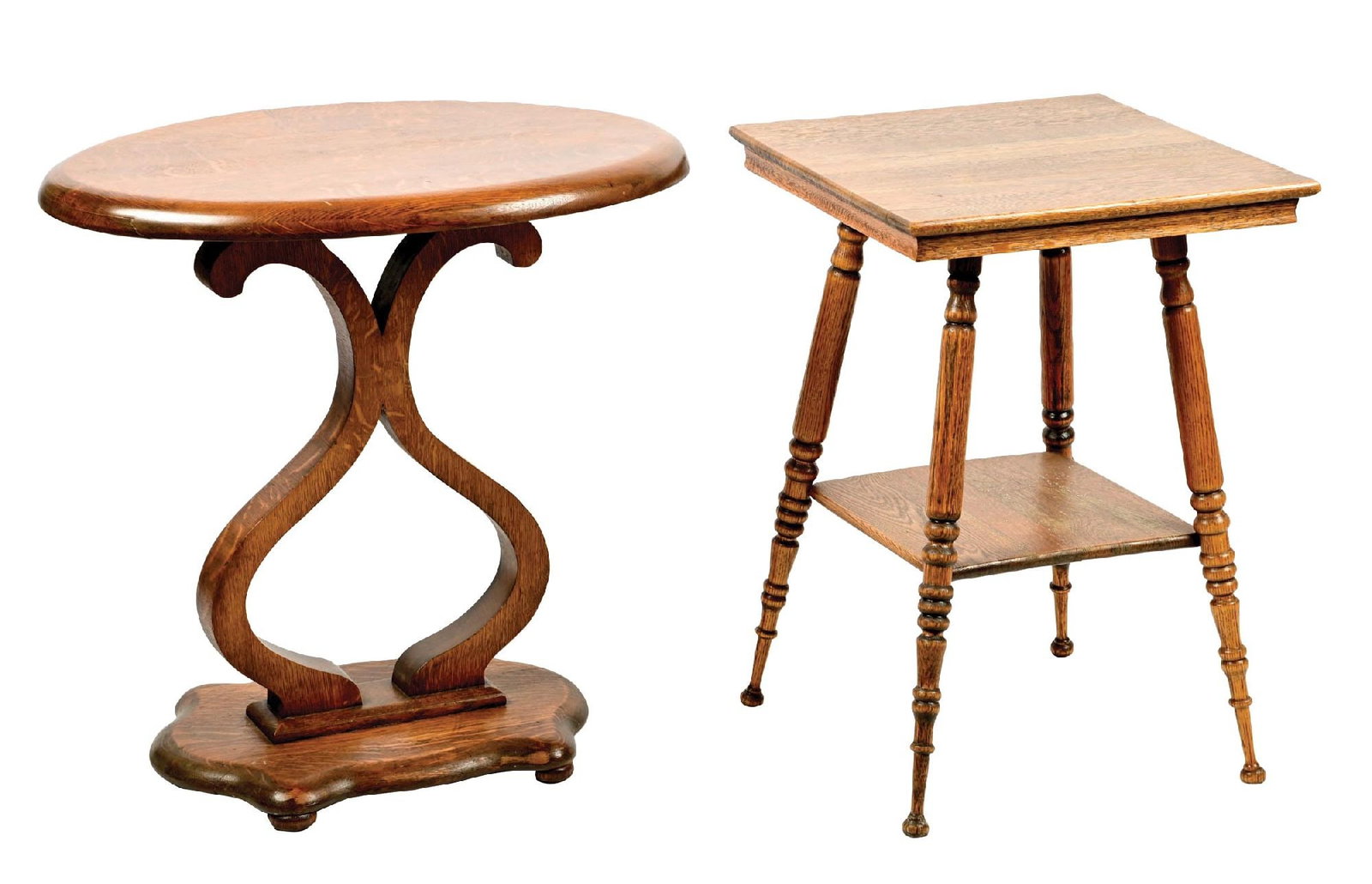 PAIR OF OAK PARLOR TABLES (1 of 6)