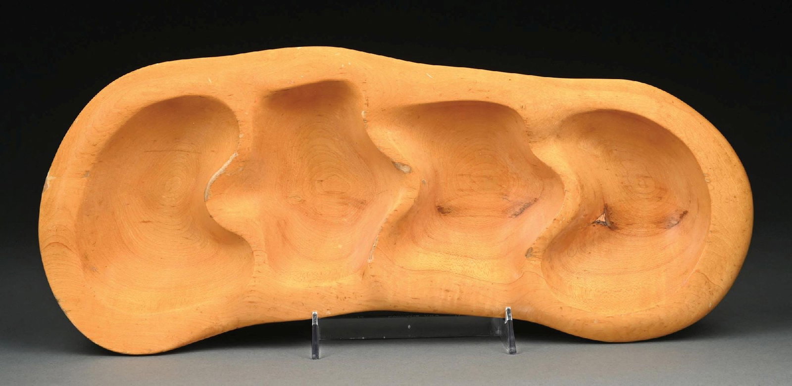 RUSSEL WRIGHT CARVED WOODEN FOUR-COMPARTMENT SERVING TRAY (OCEANA LINE) (1 of 4)