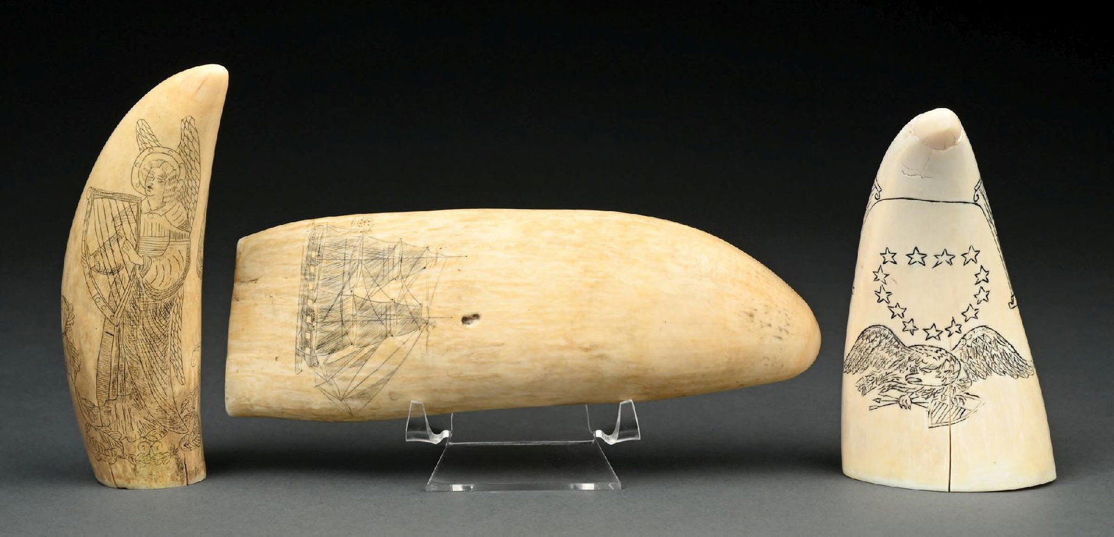 COLLECTION OF 3: SCRIMSHAW TEETH (1 of 3)