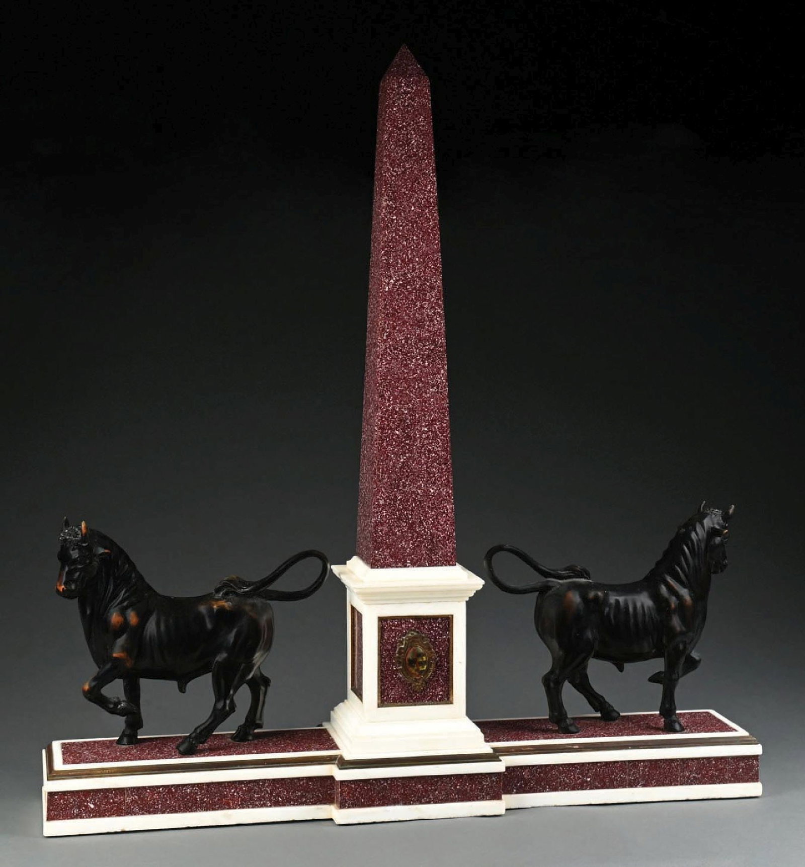 MONUMENTAL BRONZE BULLS STATUE WITH MARBLE BASE AFTER GIANBOLOGNA FLORENTINE (1 of 5)