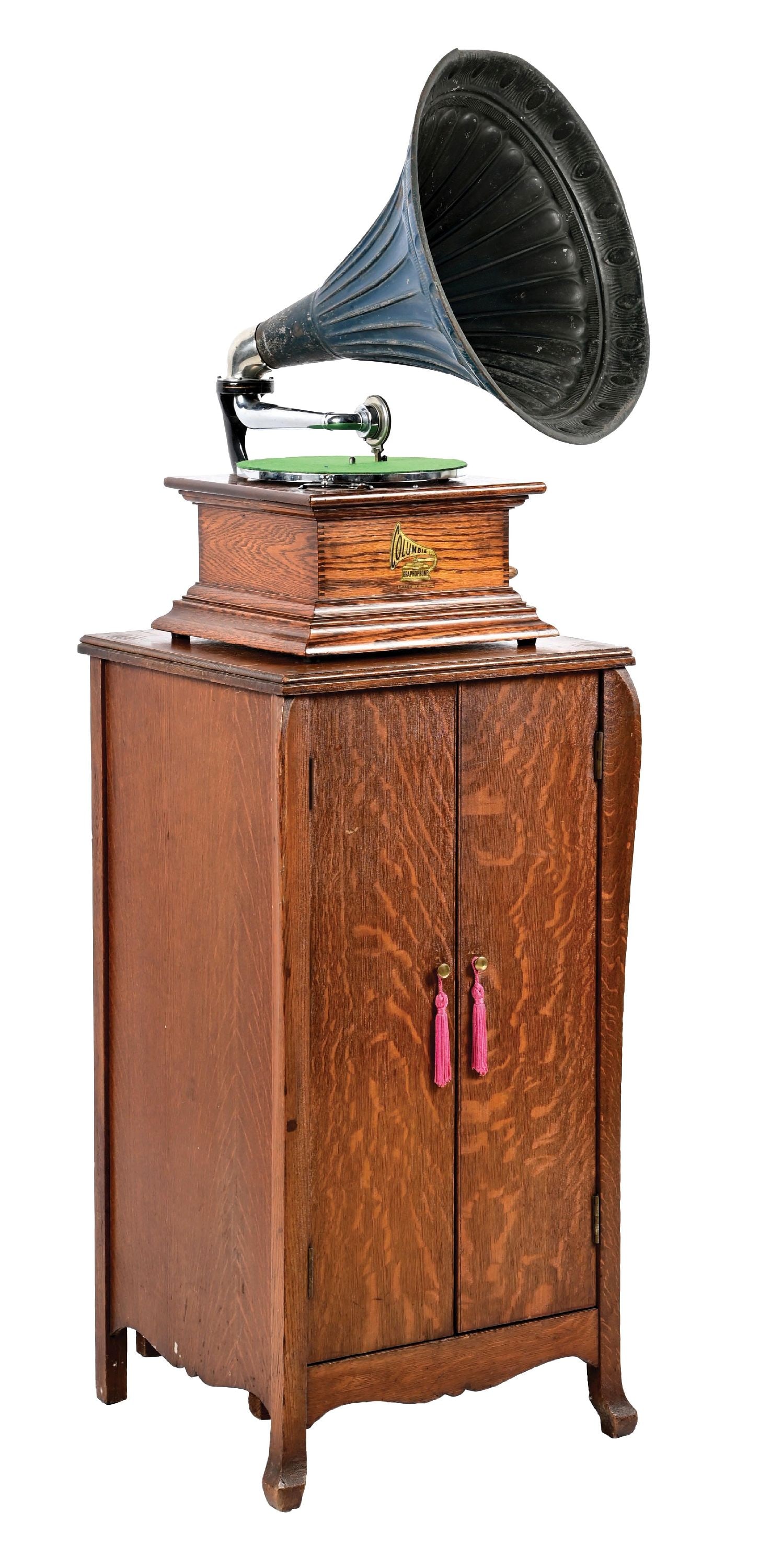 COLUMBIA GRAPHOPHONE DISC PHONOGRAPH ON OAK CABINET (1 of 10)