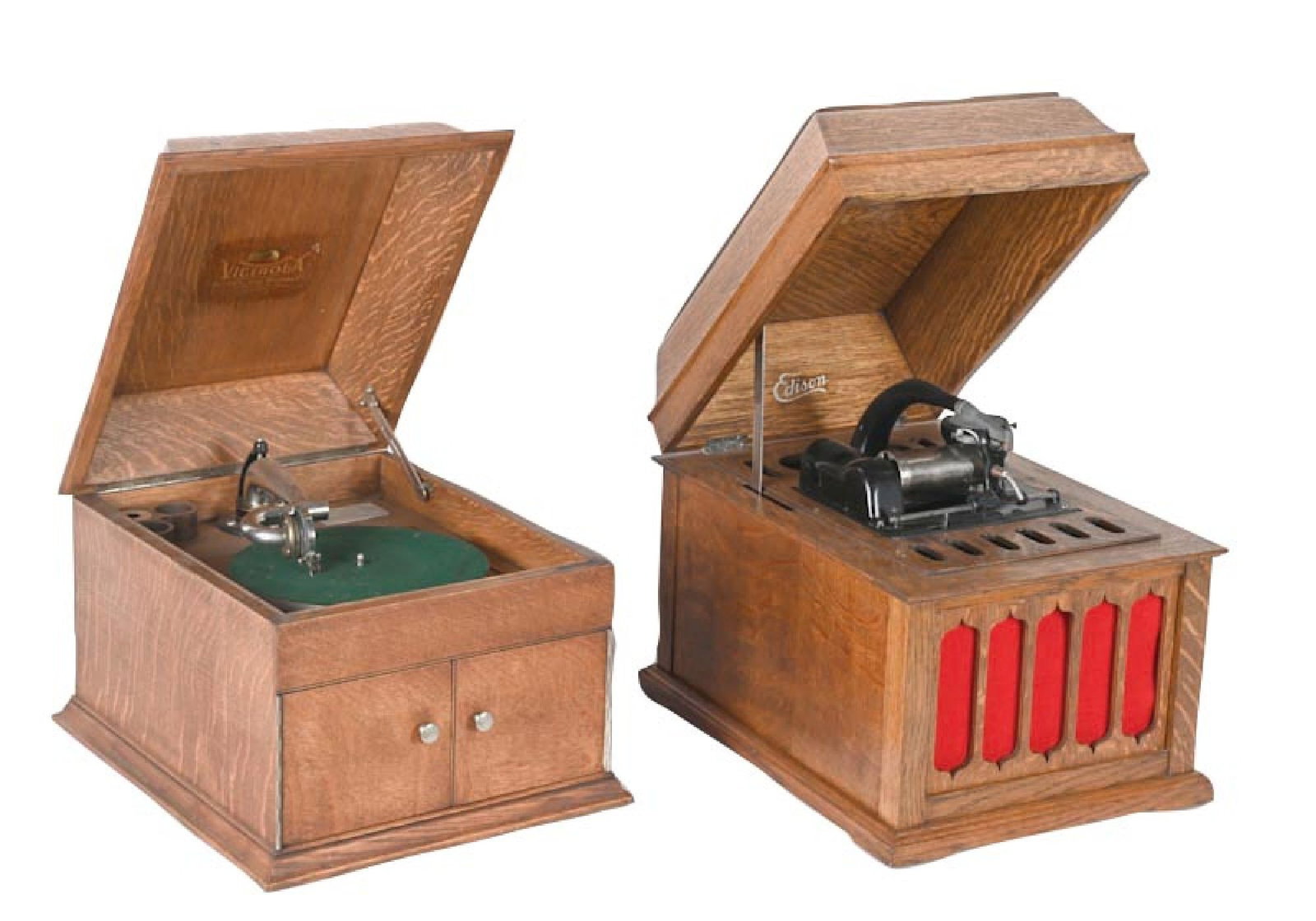 PAIR OF COUNTERTOP PHONOGRAPHS (1 of 4)