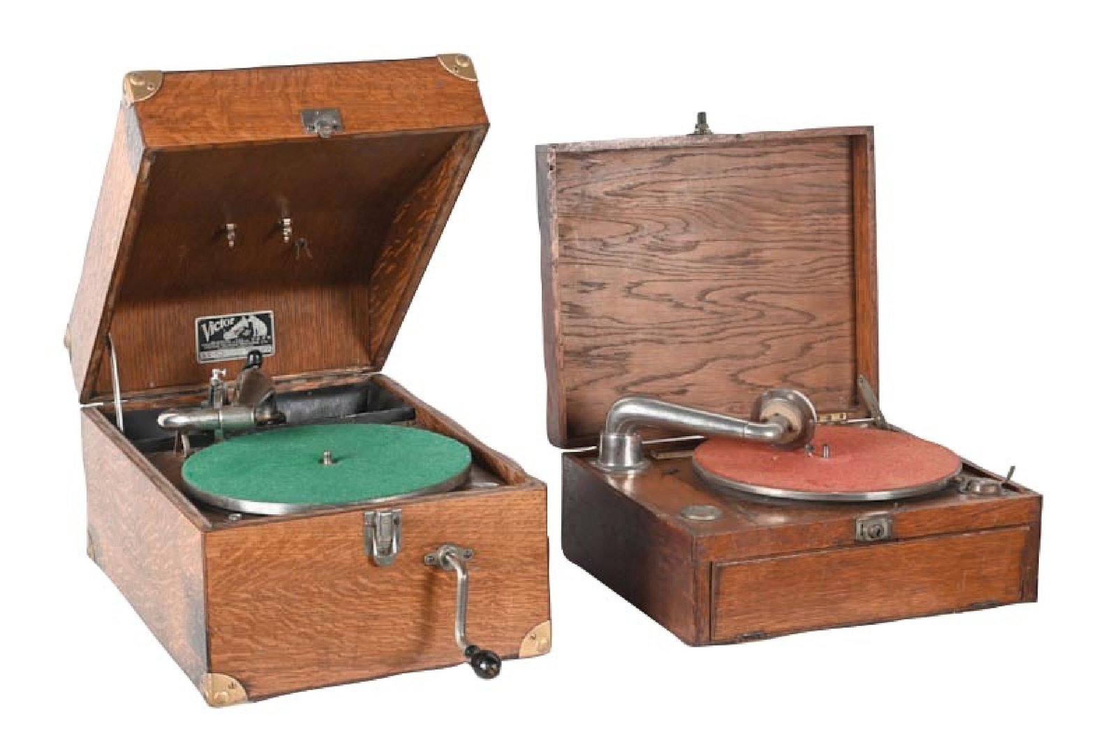 PAIR OF PORTABLE TABLETOP PHONOGRAPHS (1 of 4)