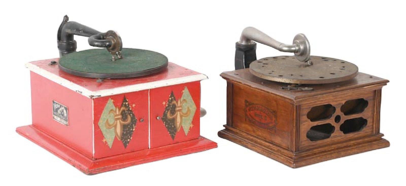 PAIR OF COUNTERTOP DISC PHONOGRAPHS (1 of 5)